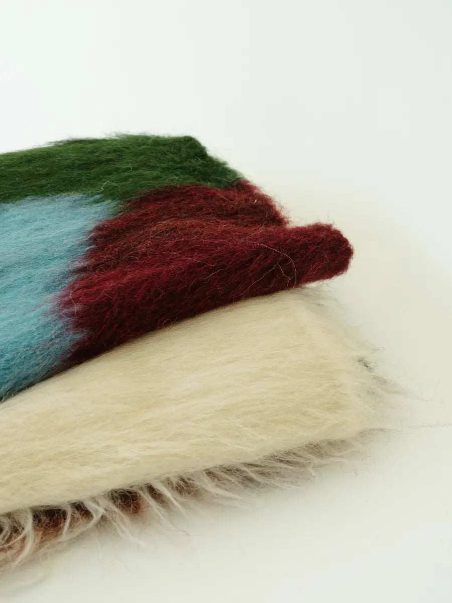 Multicolored Handwoven Wool Lizhnyk – Brushed Texture with Large Floral Motif
