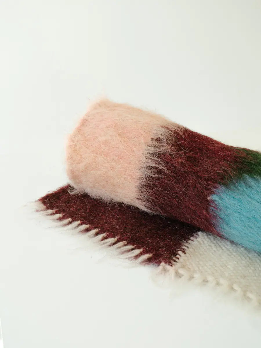 Multicolored Handwoven Wool Lizhnyk – Brushed Texture with Large Floral Motif