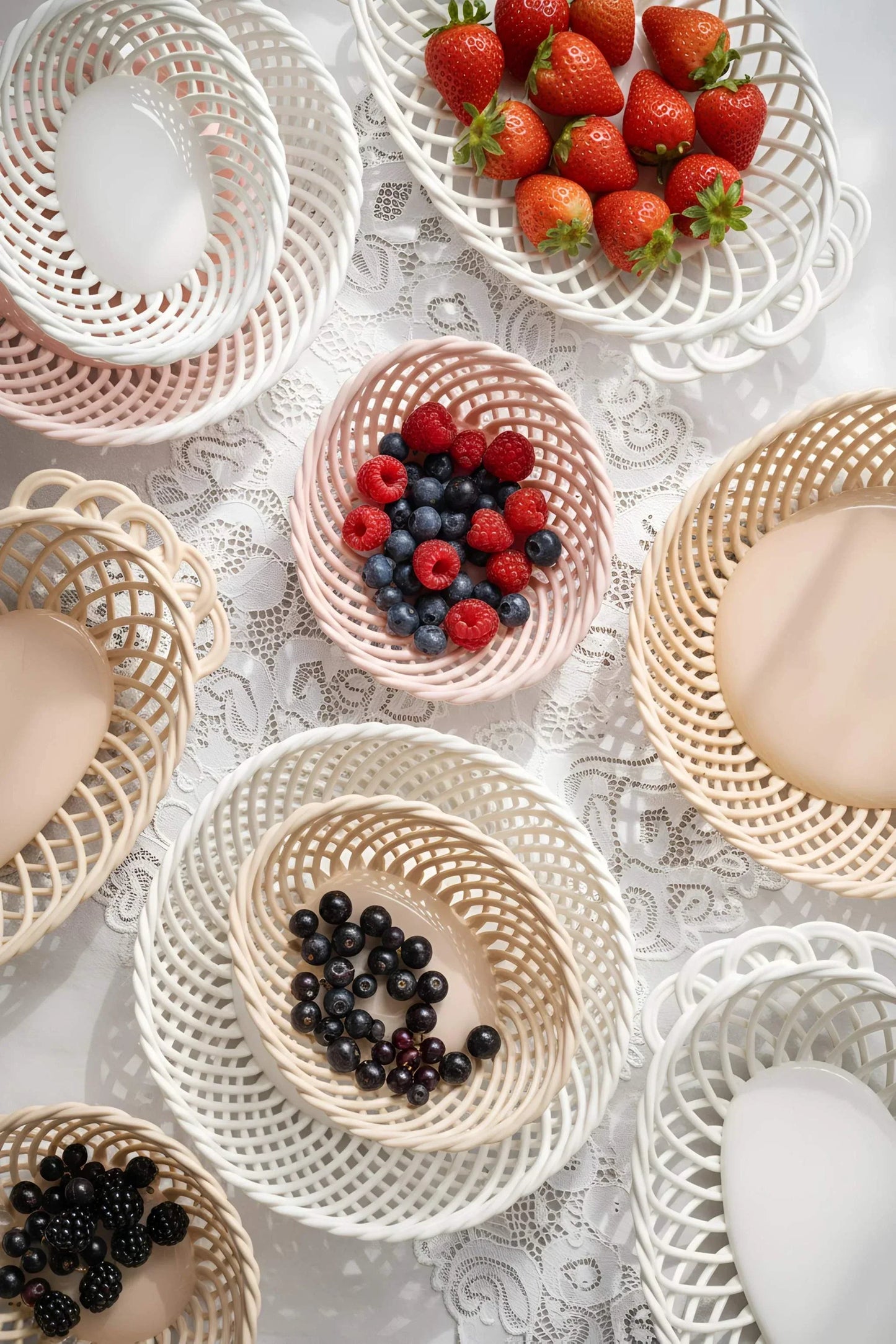 Hand-Woven Ceramic Basket –Small Oval Porcelain Dish with Glossy Glaze