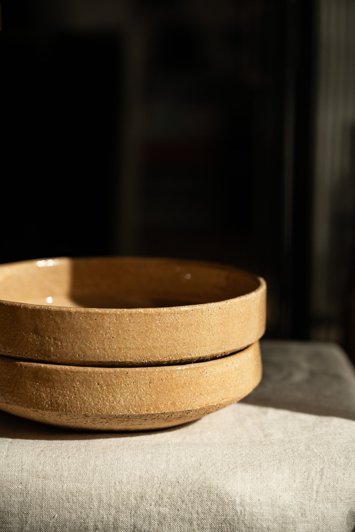 Handmade Stoneware Breakfast Bowl – Yellow Clay with Natural Speckles