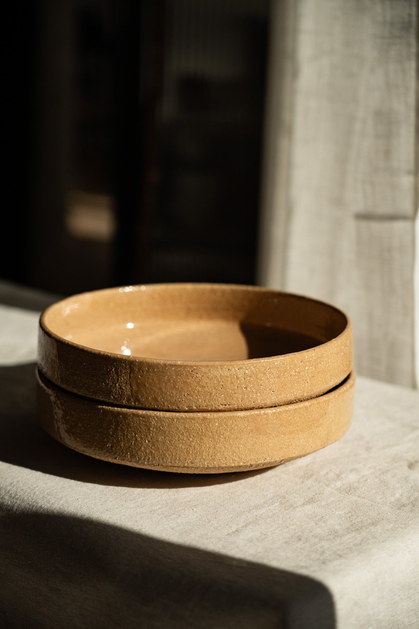 Handmade Stoneware Breakfast Bowl – Yellow Clay with Natural Speckles