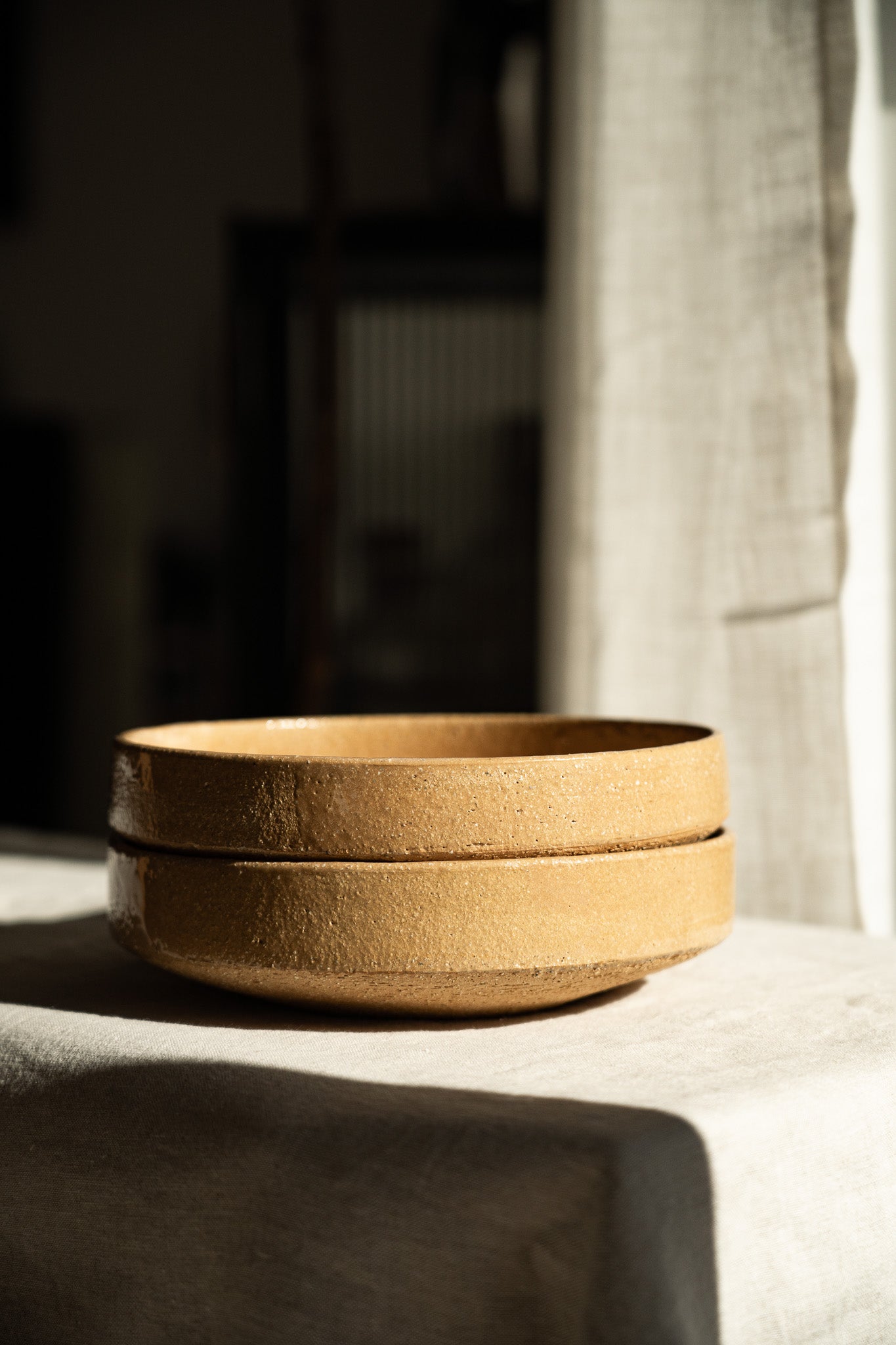 Handmade Stoneware Breakfast Bowl – Yellow Clay with Natural Speckles