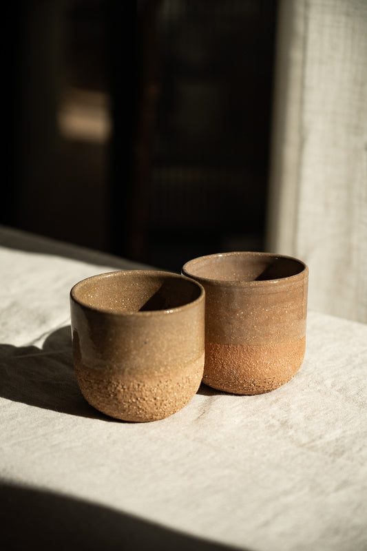 Handmade Small Coffee Cup – Rustic Pinkish Red Stoneware