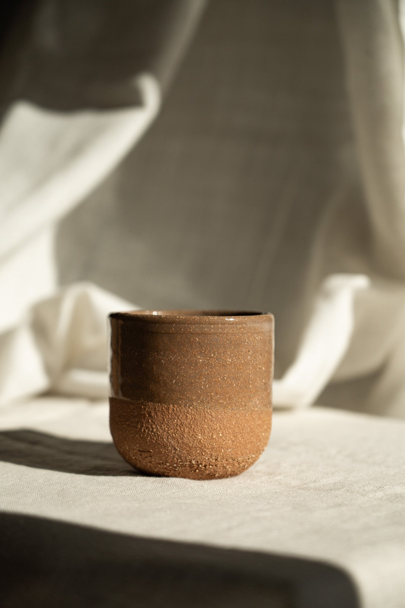 Handmade Small Coffee Cup – Rustic Pinkish Red Stoneware