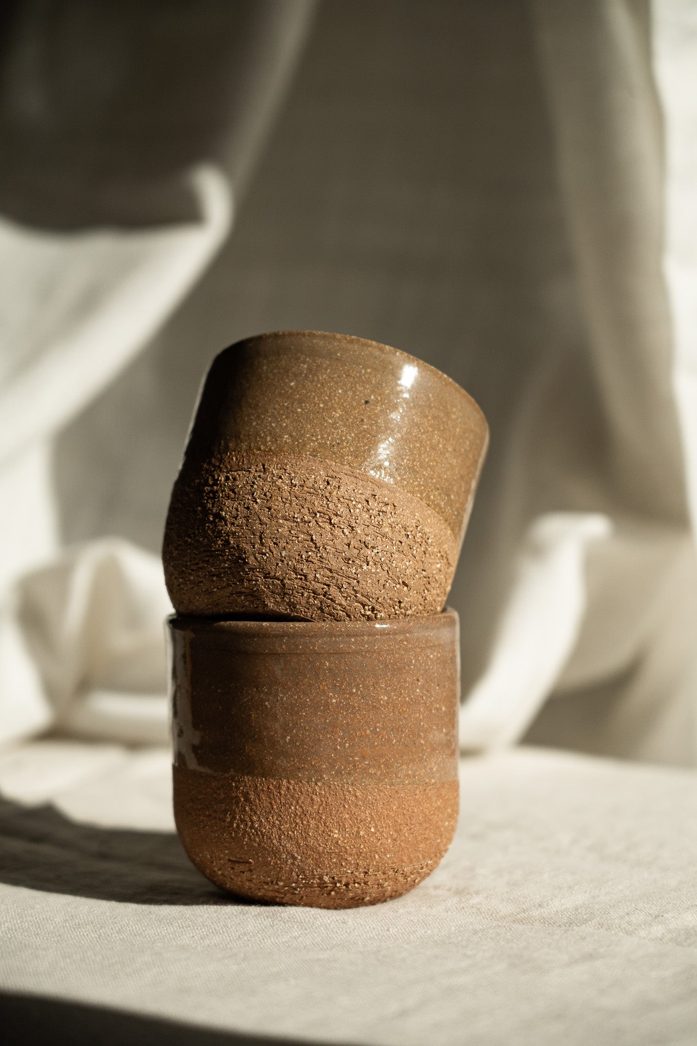 Handmade Small Coffee Cup – Rustic Pinkish Red Stoneware