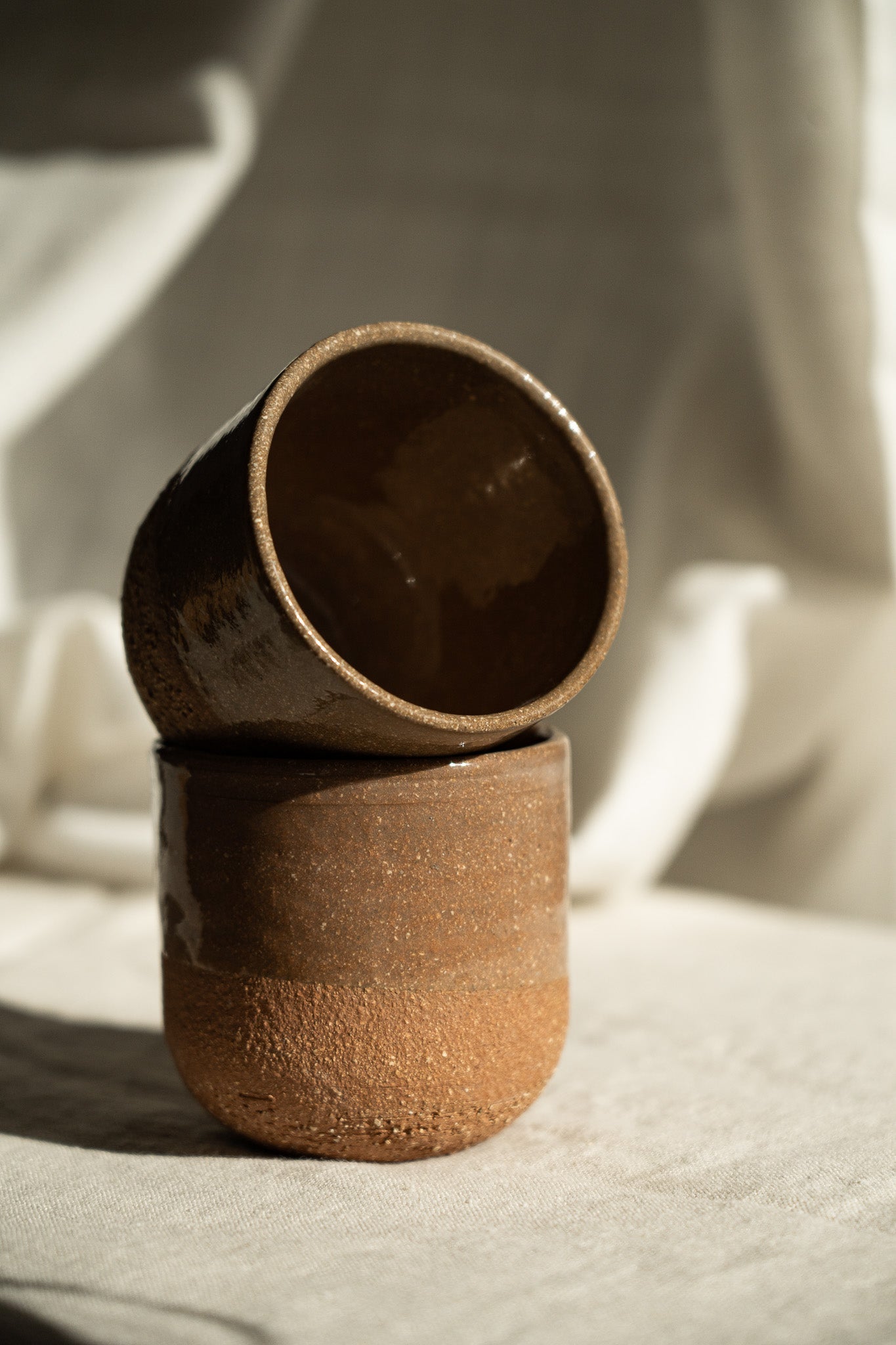 Handmade Small Coffee Cup – Rustic Pinkish Red Stoneware