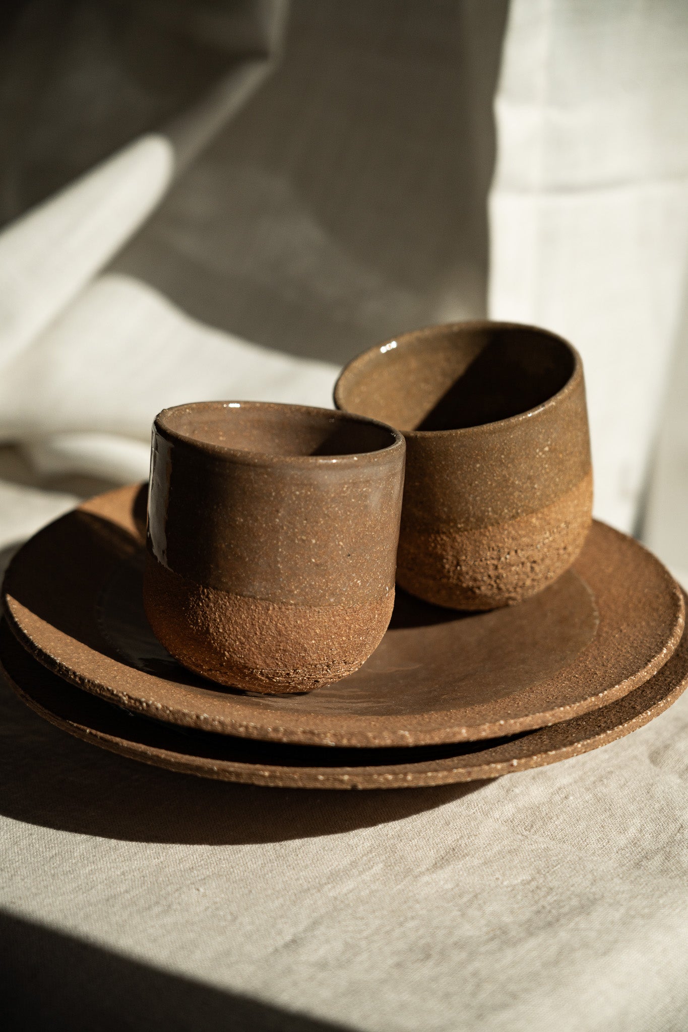 Handmade Small Coffee Cup – Rustic Pinkish Red Stoneware