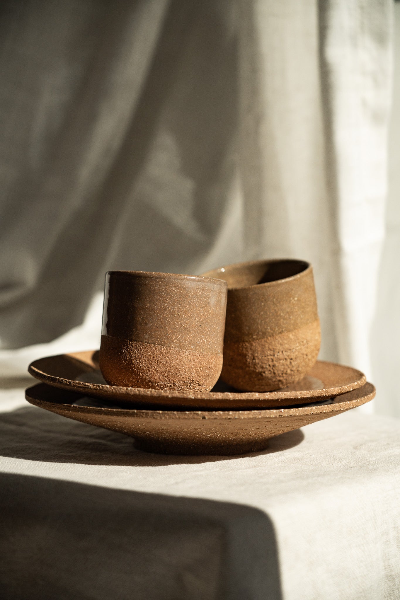 Handmade Small Coffee Cup – Rustic Pinkish Red Stoneware