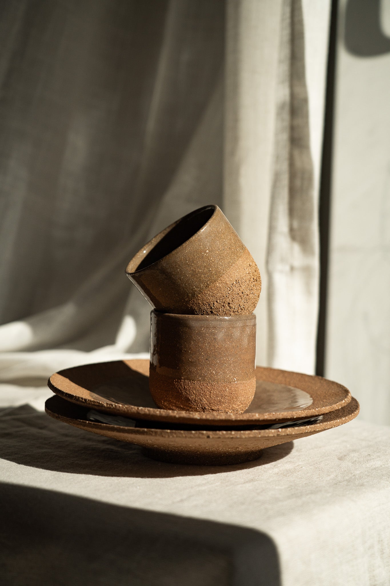 Handmade Small Coffee Cup – Rustic Pinkish Red Stoneware
