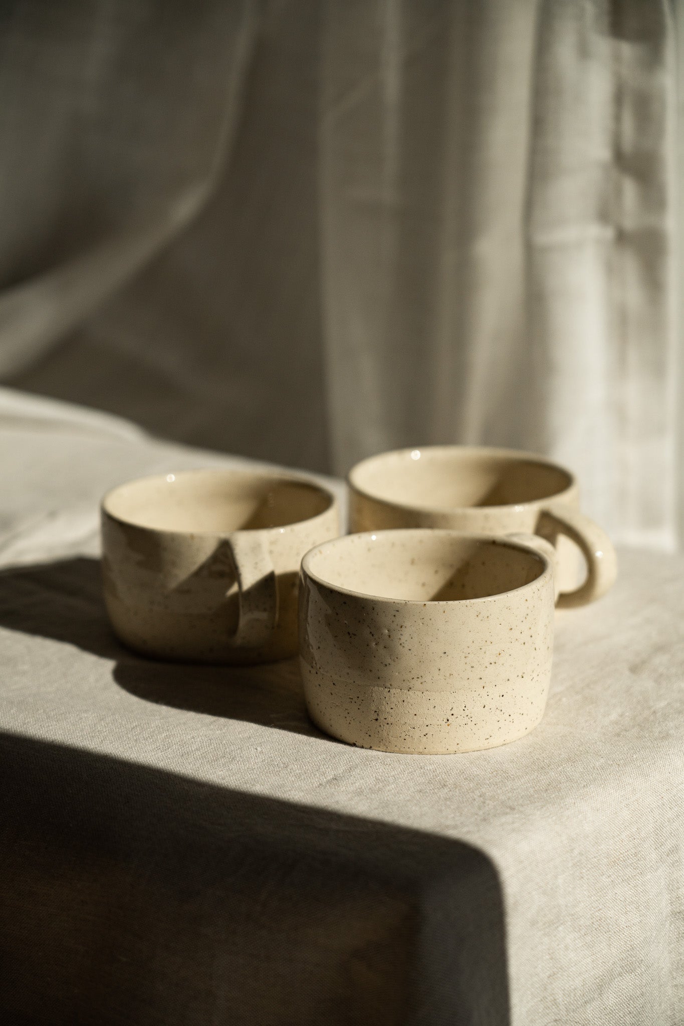 Handmade Stoneware Mug — White Sand Speckled