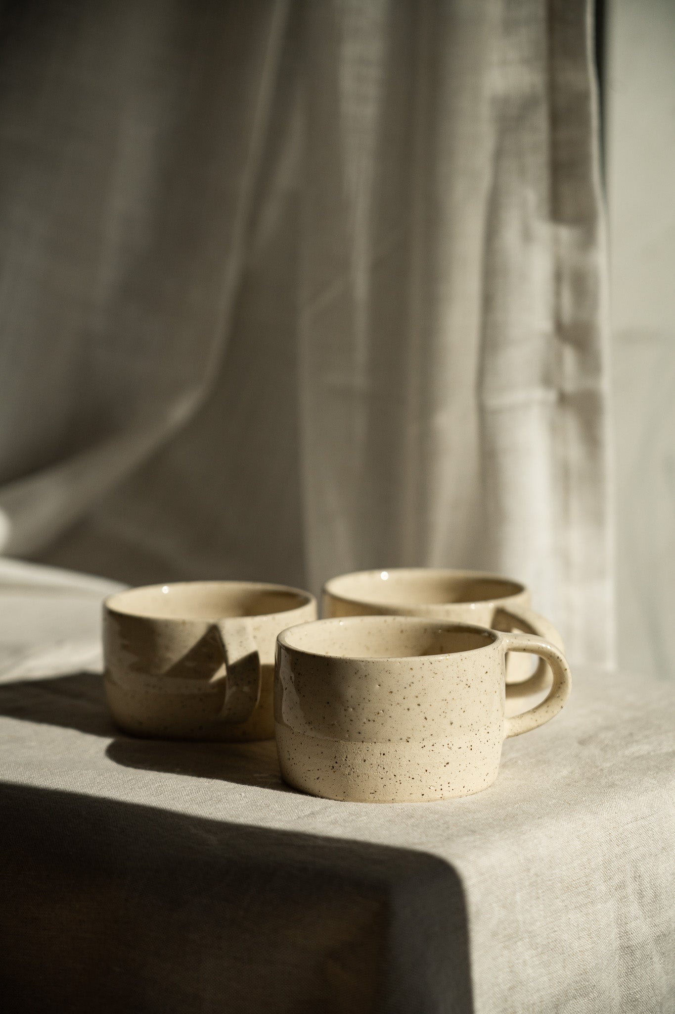 Handmade Stoneware Mug — White Sand Speckled