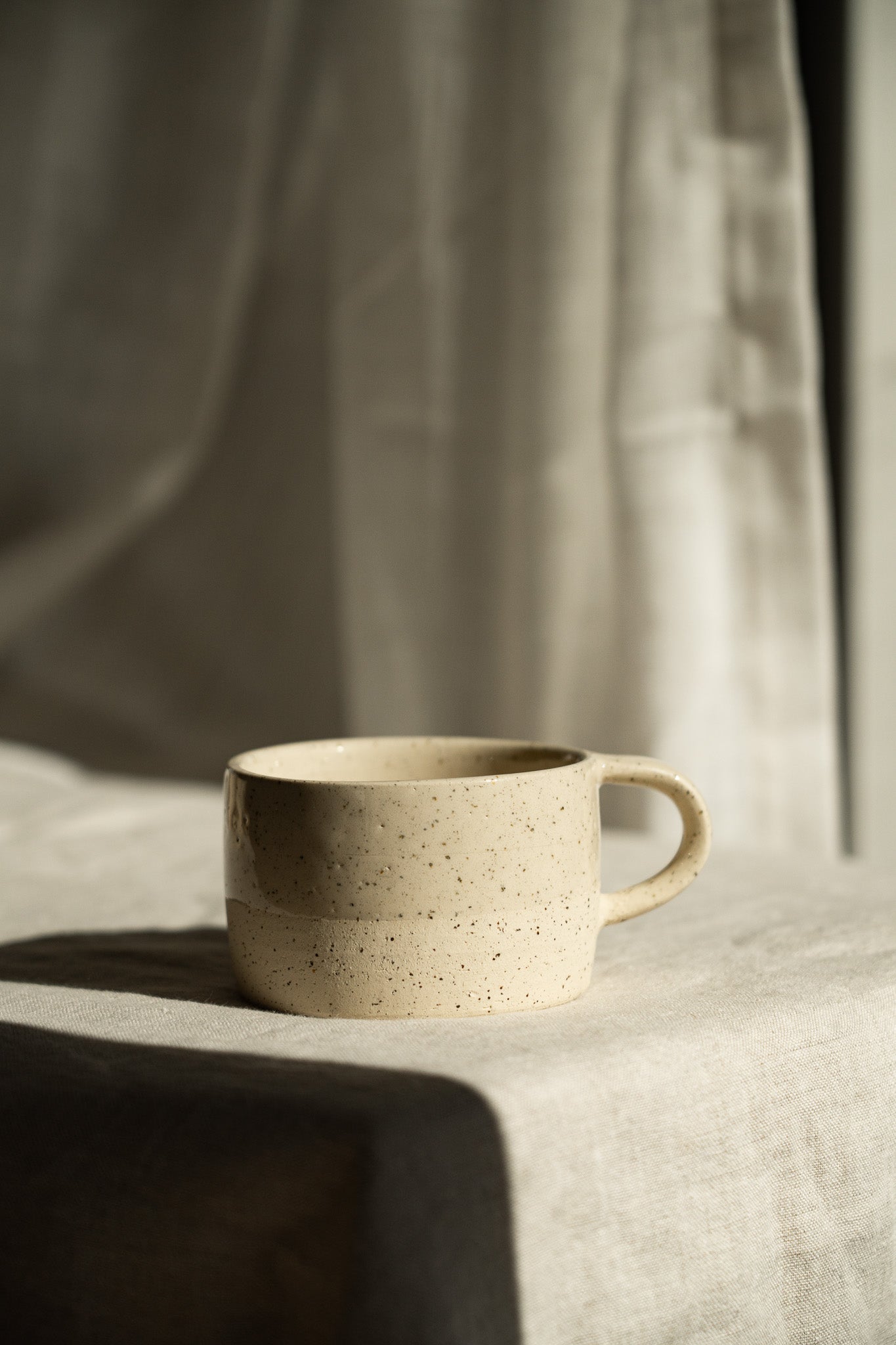Handmade Stoneware Mug — White Sand Speckled
