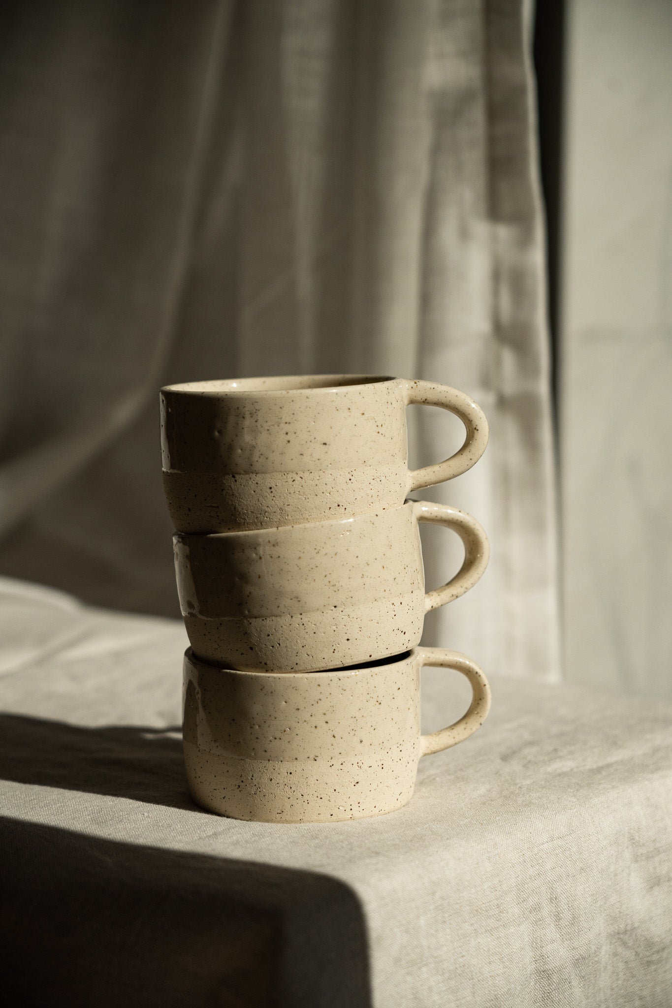 Handmade Stoneware Mug — White Sand Speckled