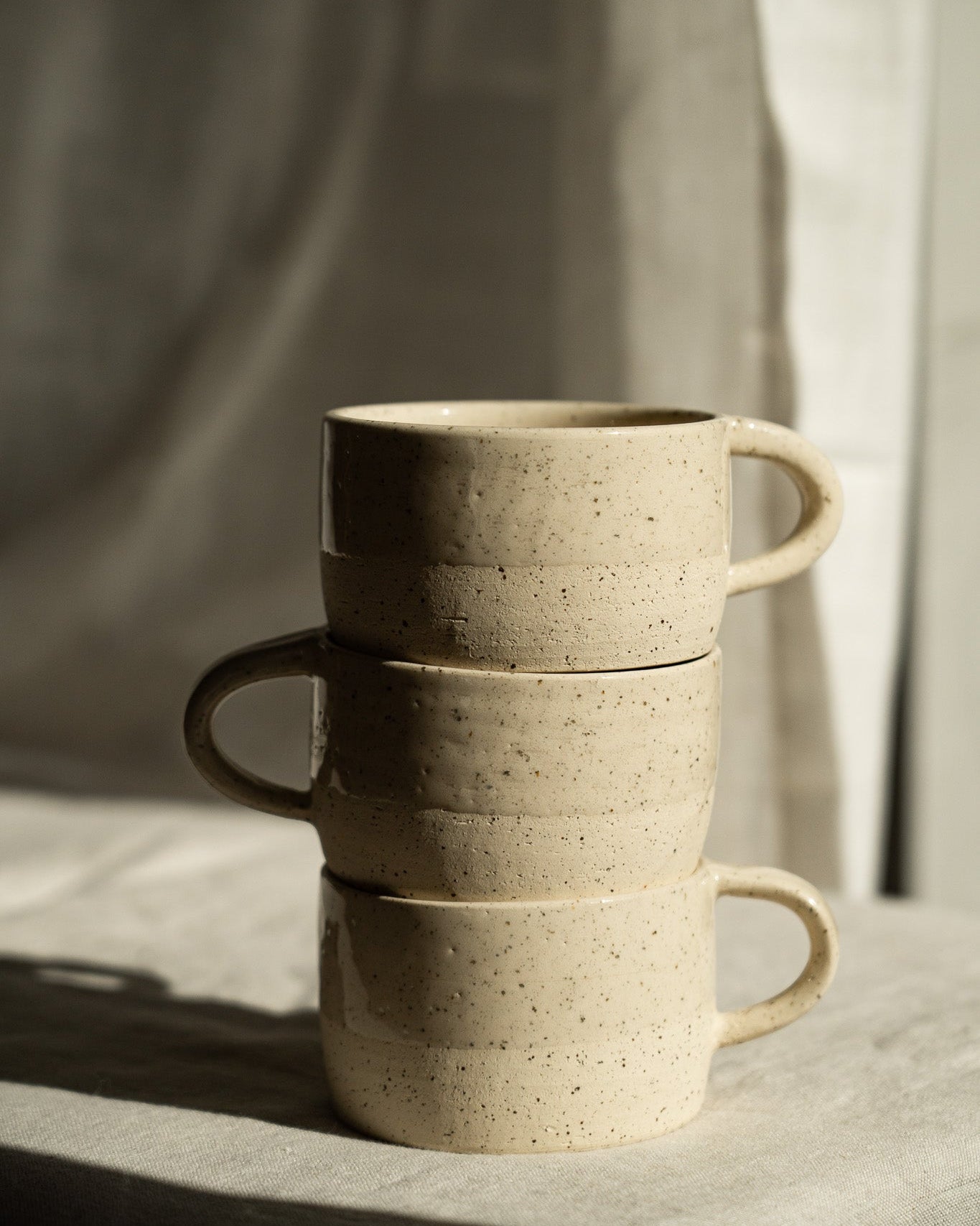 Handmade Stoneware Mug — White Sand Speckled