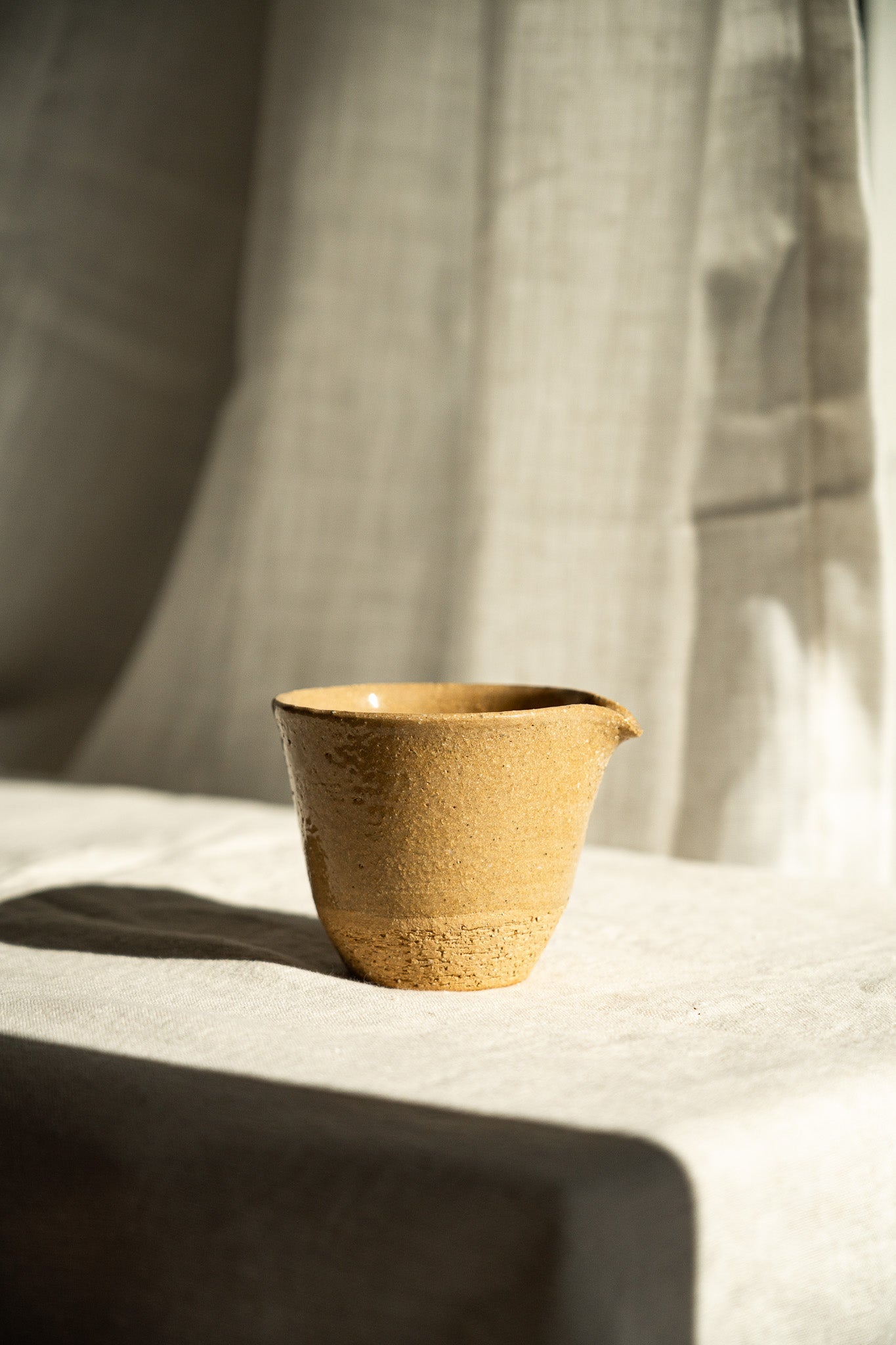 Handmade Stoneware Tea Pitcher (Chahai) – Yellow Speckles