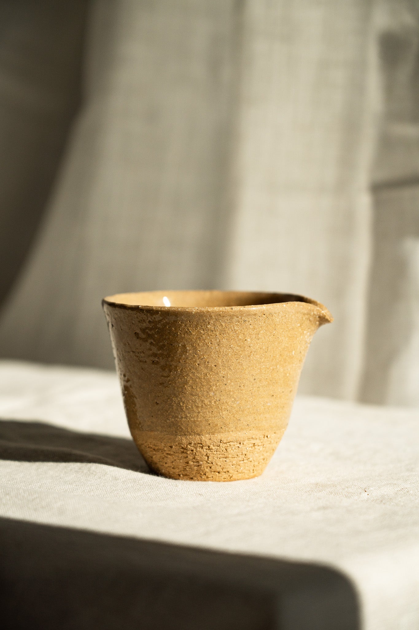 Handmade Stoneware Tea Pitcher (Chahai) – Yellow Speckles