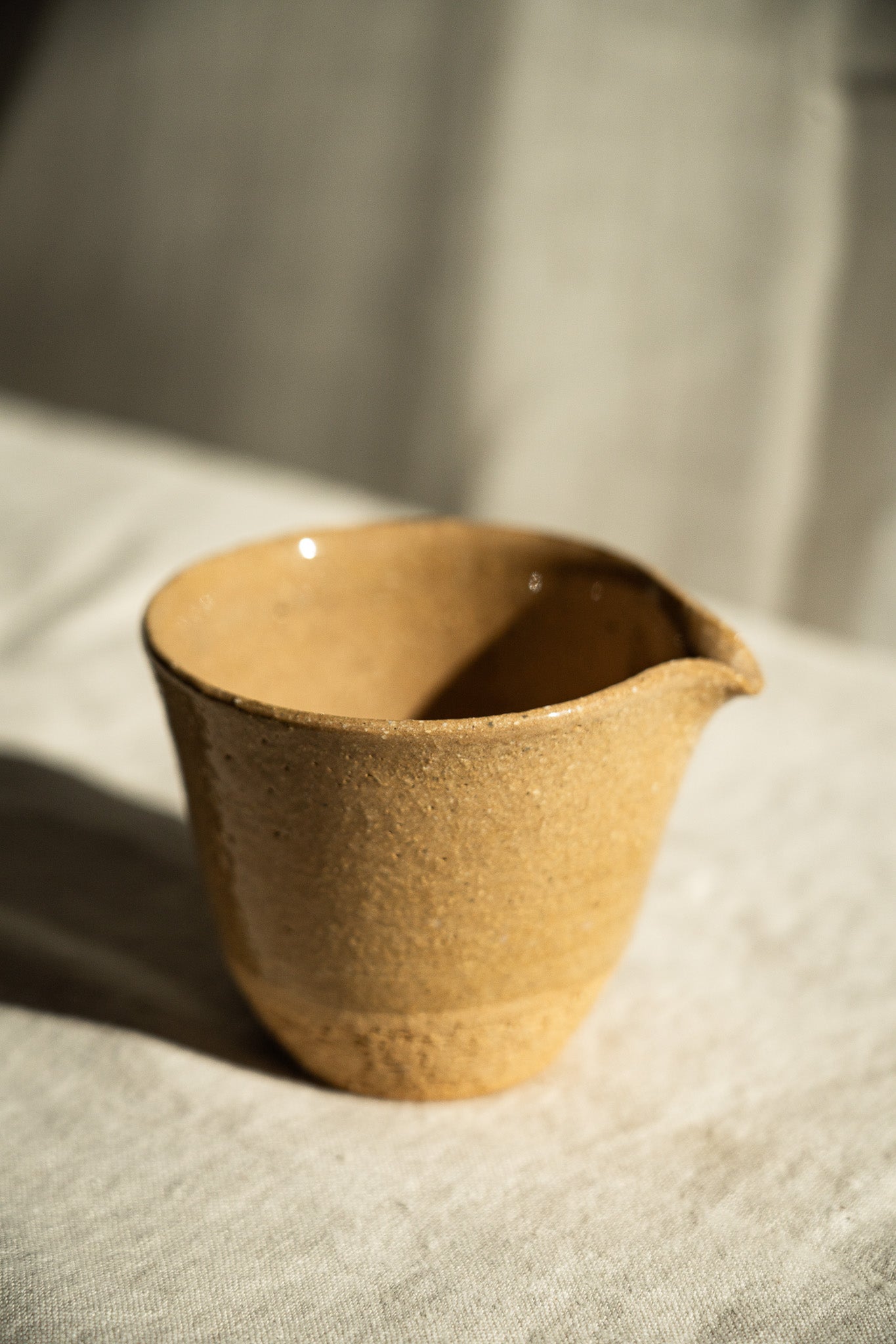 Handmade Stoneware Tea Pitcher (Chahai) – Yellow Speckles