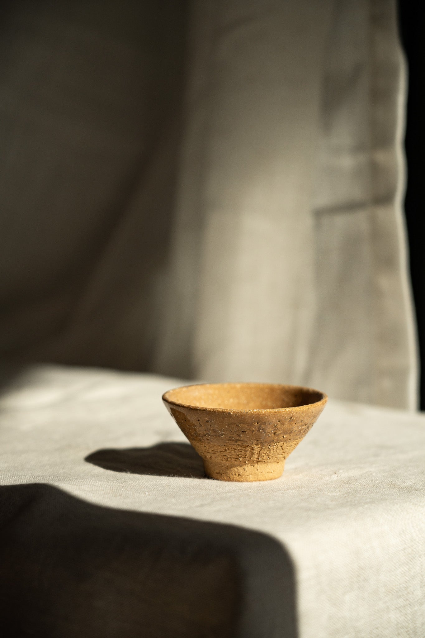 Handmade Small Stoneware Tea Cup – Yellow with Speckles