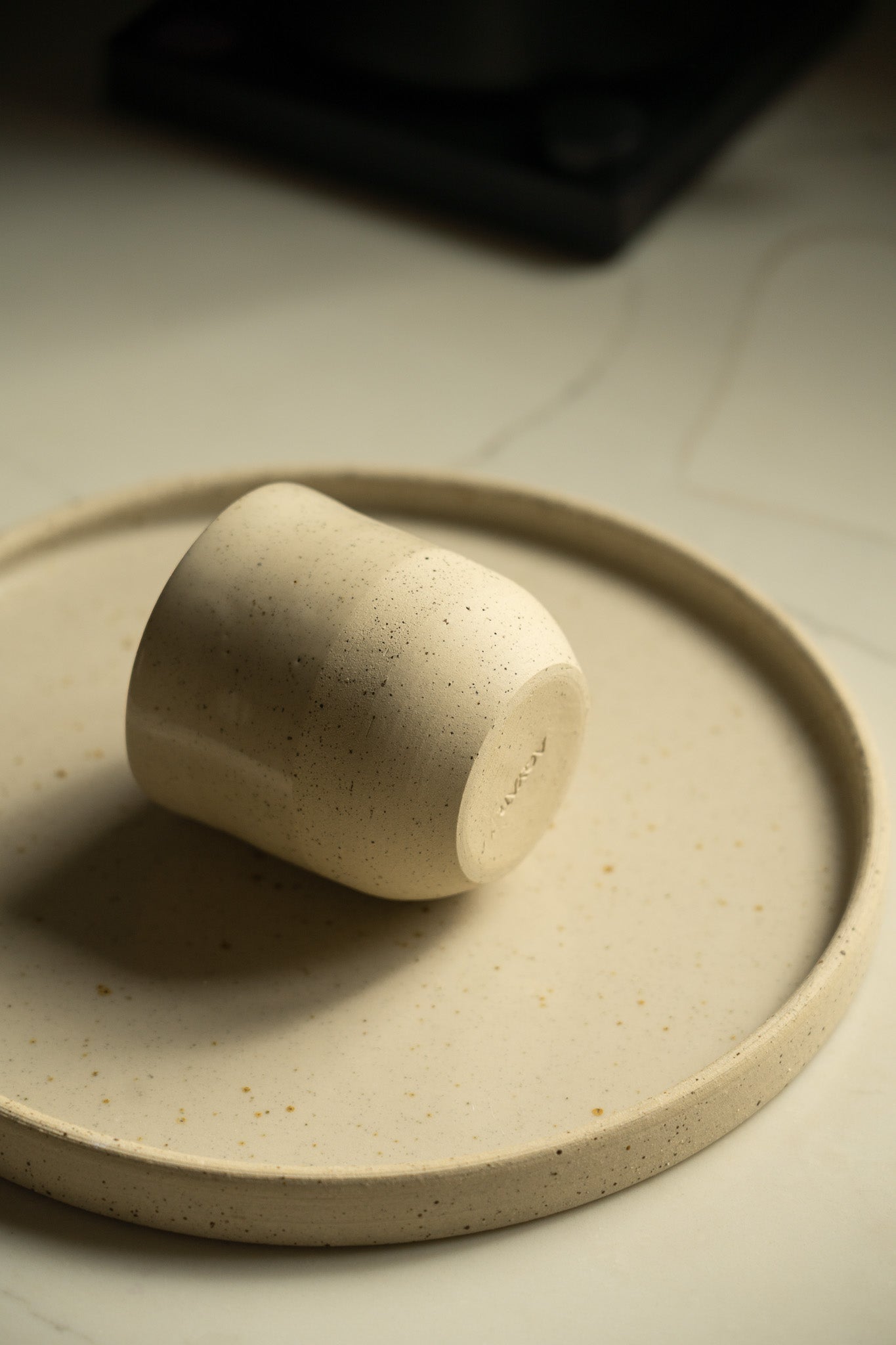 Handmade Small Coffee Cup – Rustic White Speckled Stoneware