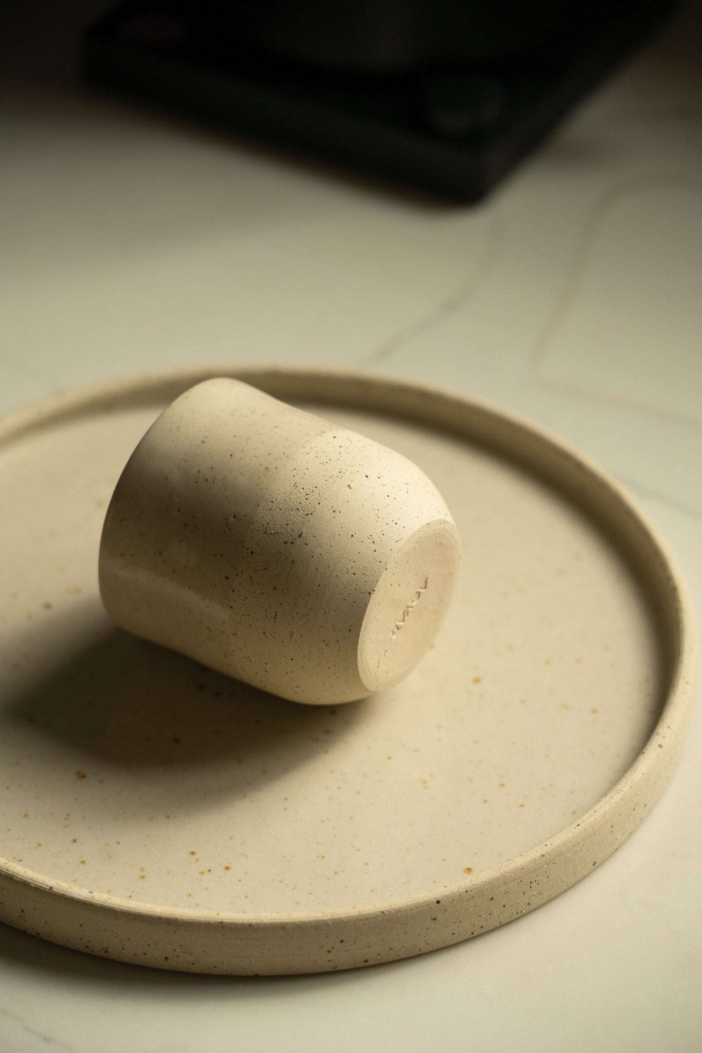 Handmade Stoneware Pottery Plate with Speckles