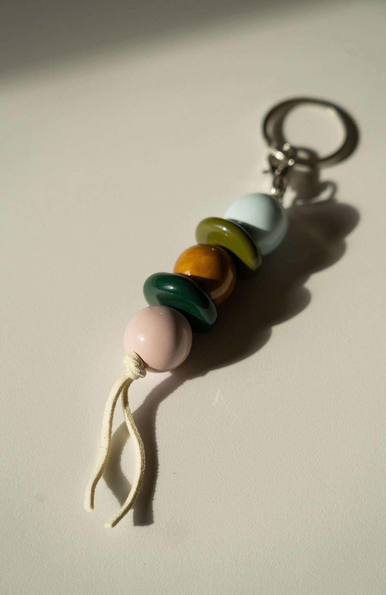 Ceramic Beaded Keychain - Handmade Porcelain Pastel Beads for Decor