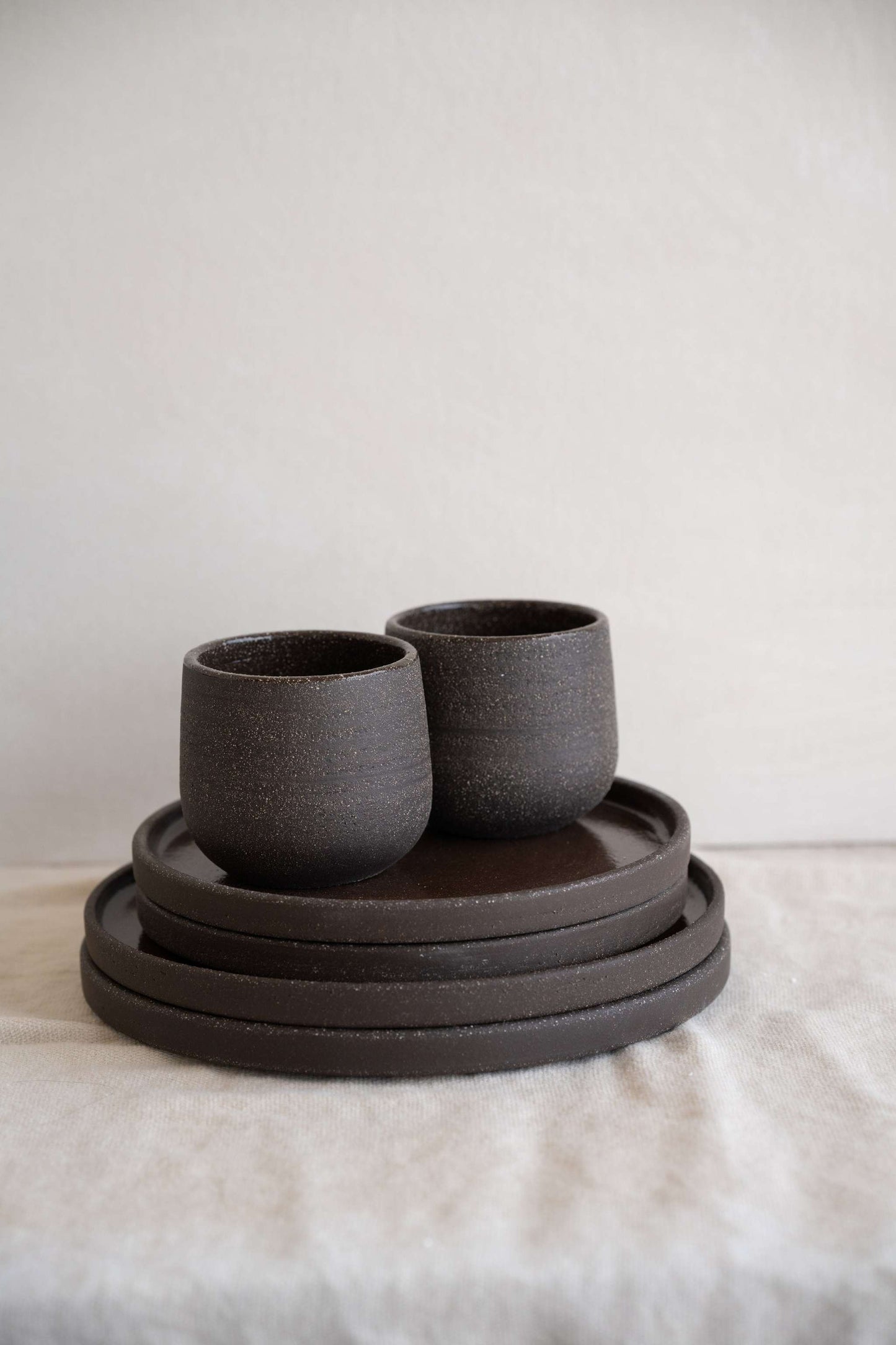 Handmade stoneware coffee cup Pumpernickel color with glazed interior and durable exterior