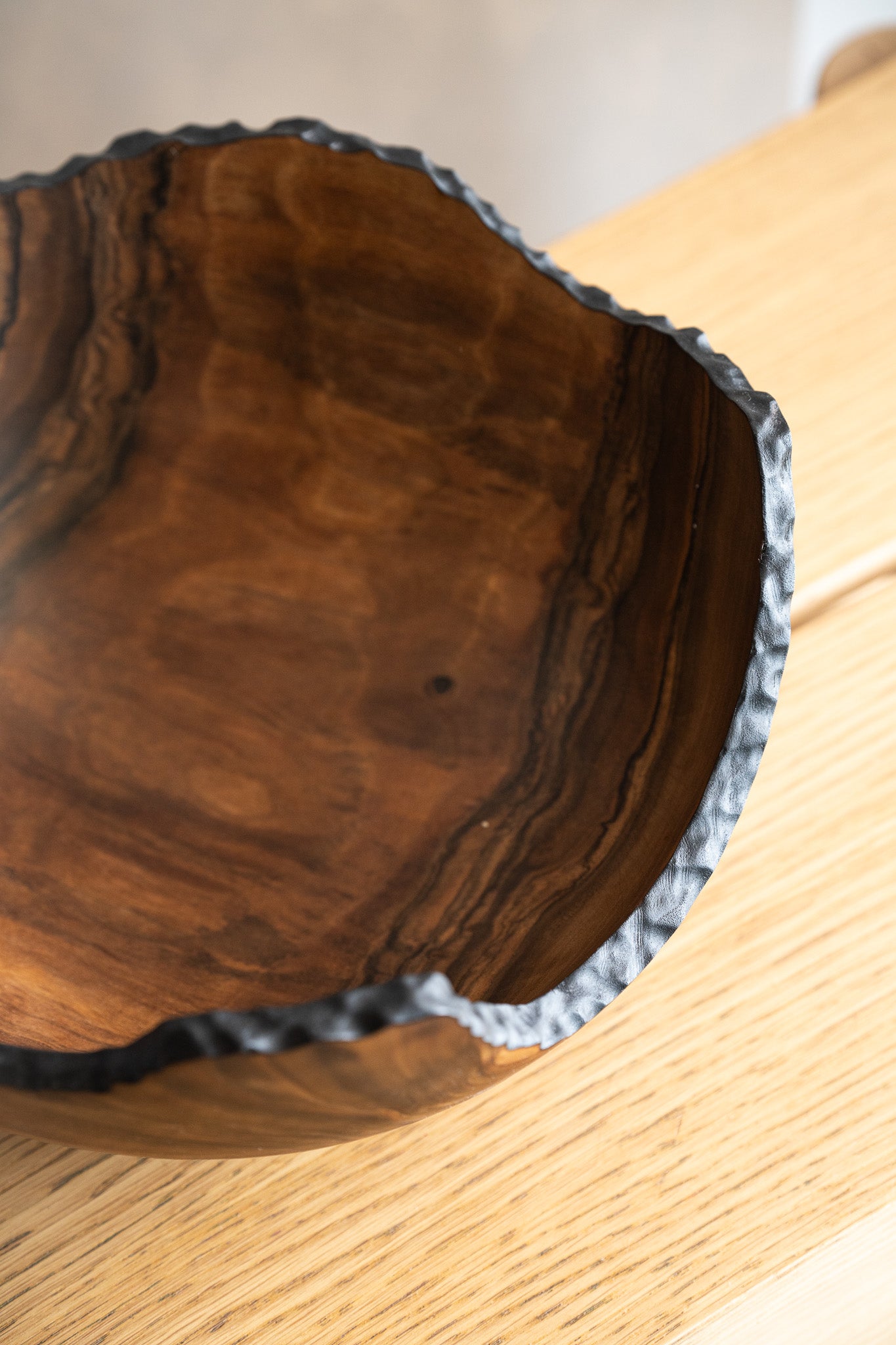 Hand Carved Large Walnut Wood Bowl