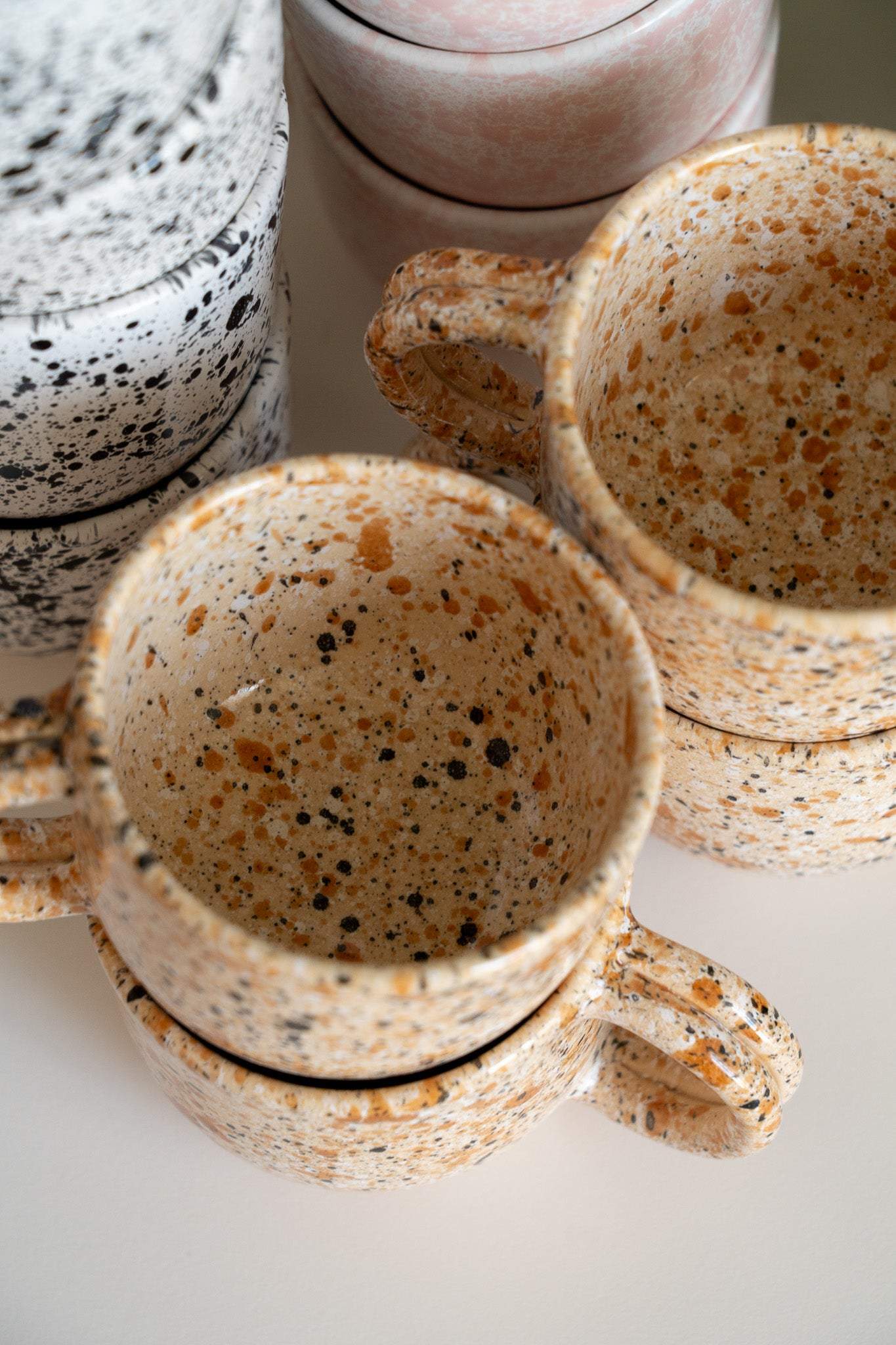 Hand Painted Splatter Ceramic Mug with Double Handle