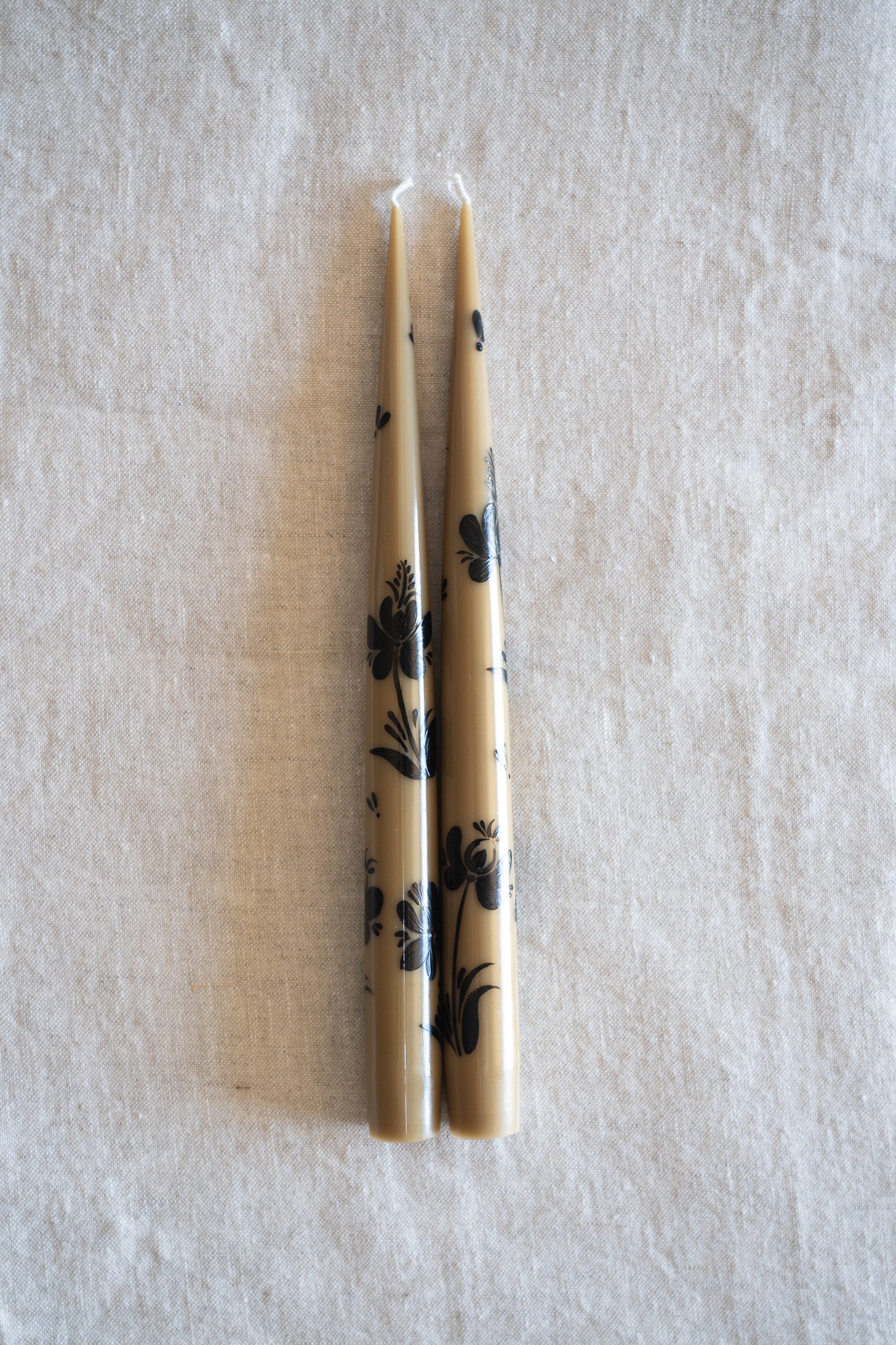 Hand-Painted Taper Candle Set – Inspired by Spring (Brown)