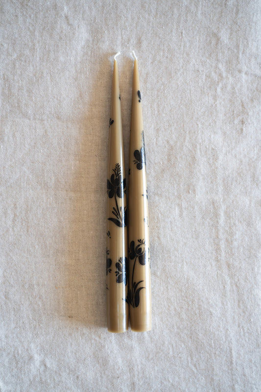 Hand-Painted Taper Candle Set – Inspired by Spring (Brown)