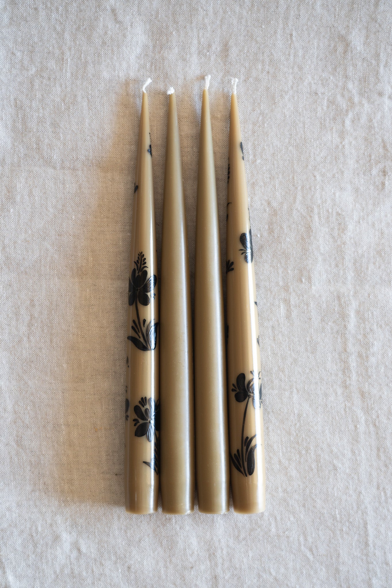 Hand-Painted Taper Candle Set – Inspired by Spring (Brown)