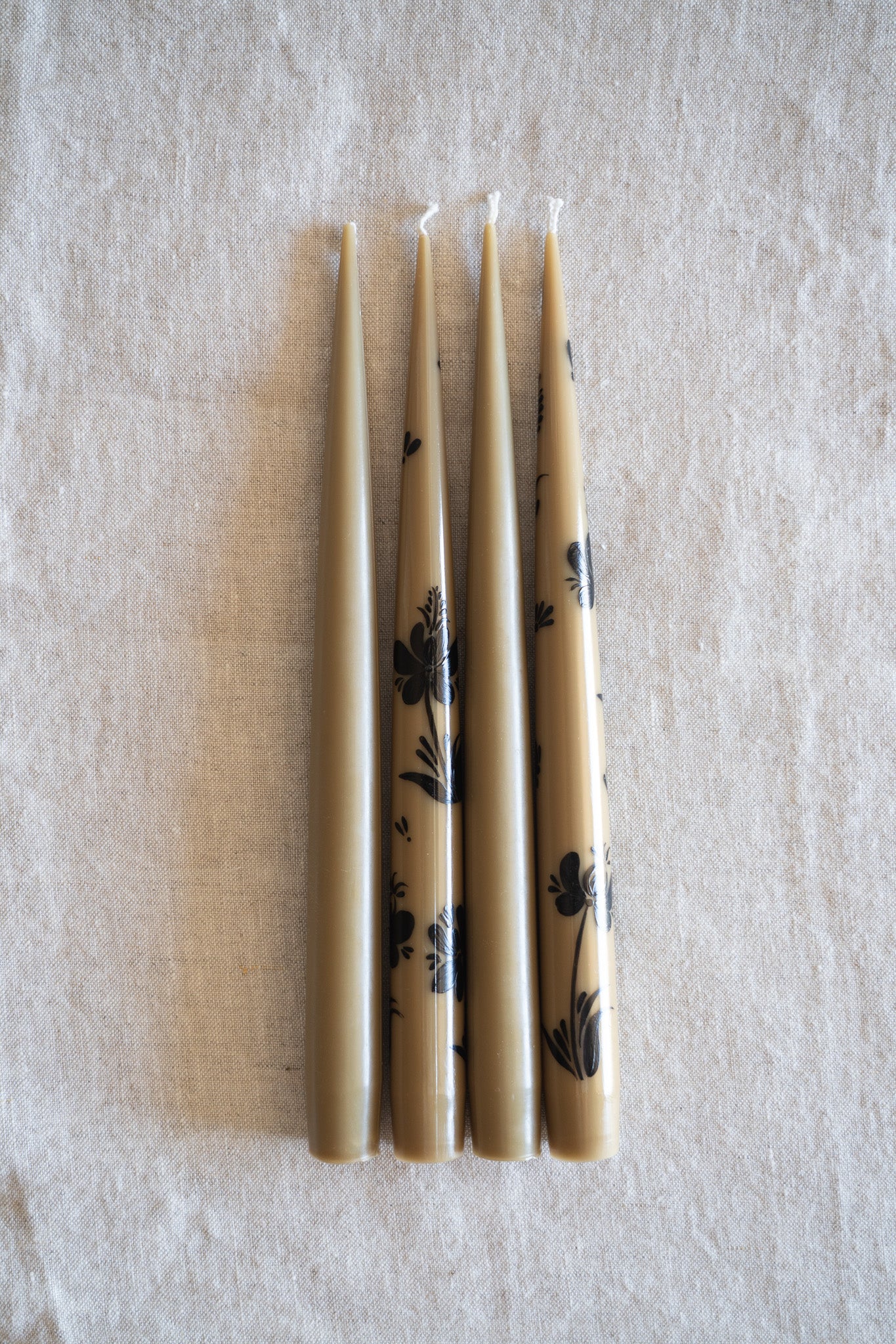 Hand-Painted Taper Candle Set – Inspired by Spring (Brown)