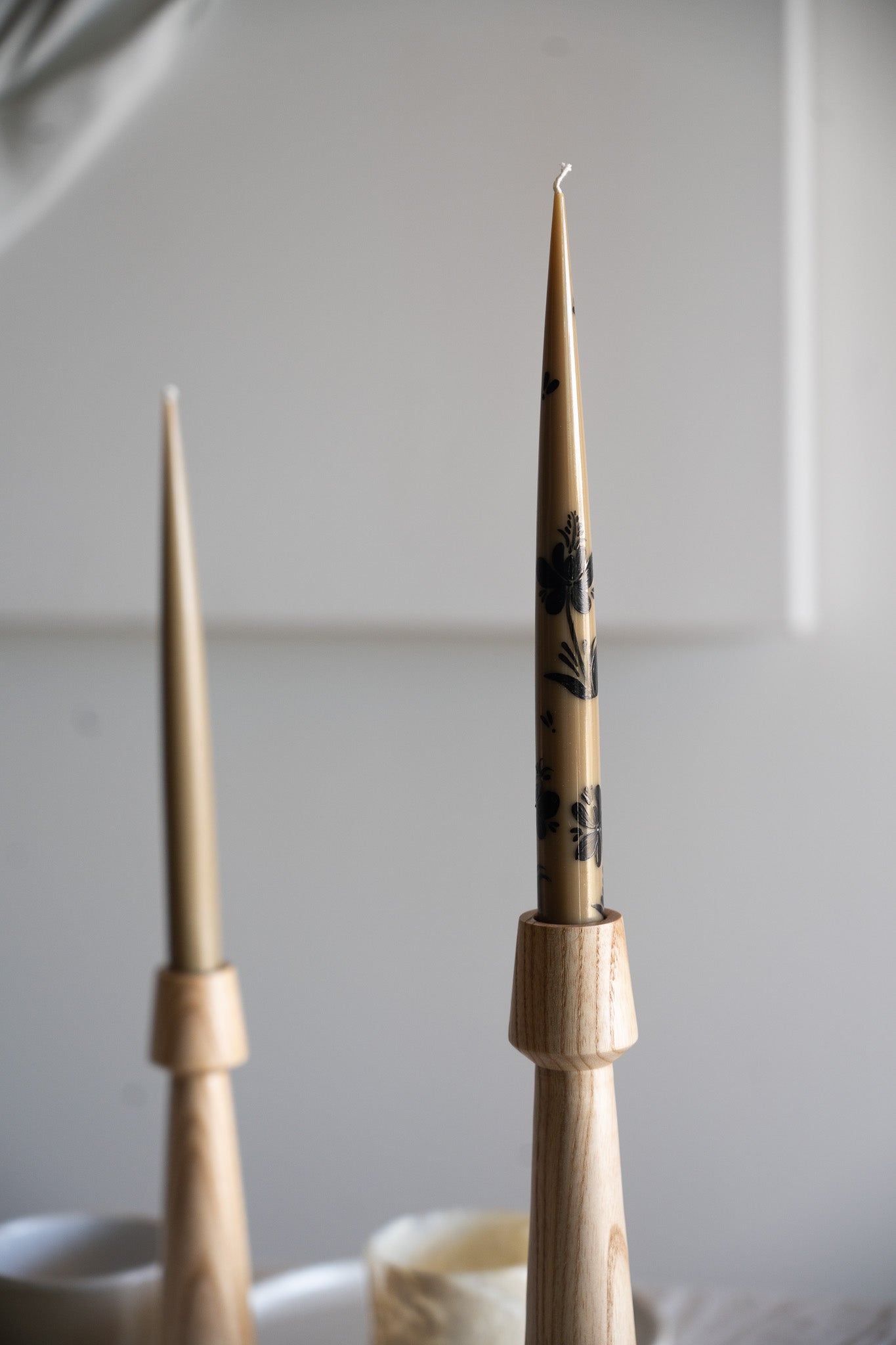 Hand-Painted Taper Candle Set – Inspired by Spring (Brown)