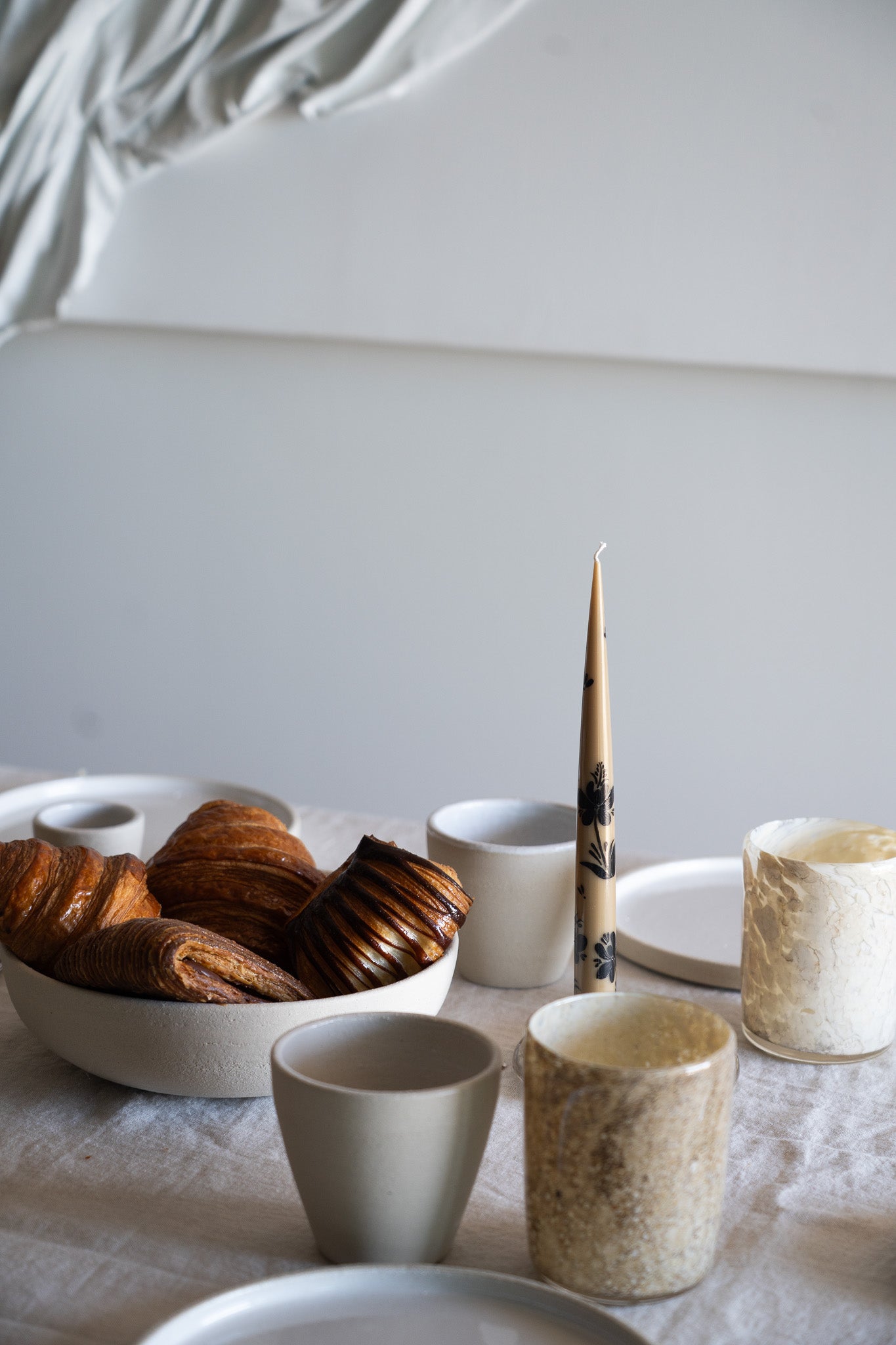 Hand-Painted Taper Candle Set – Inspired by Spring (Brown)