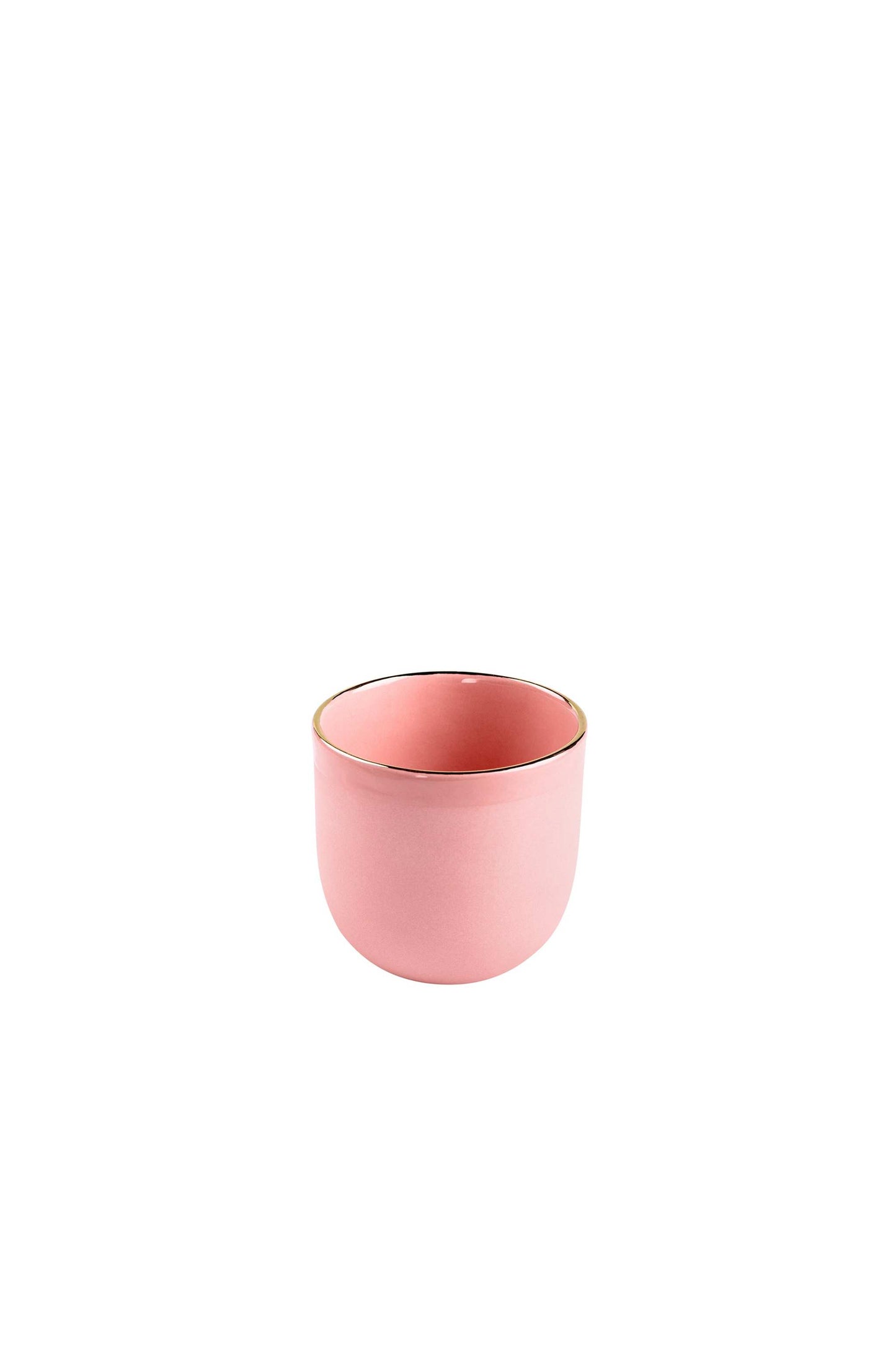 Handmade Porcelain Coffee Cup with Gold Rim. Powder Pink