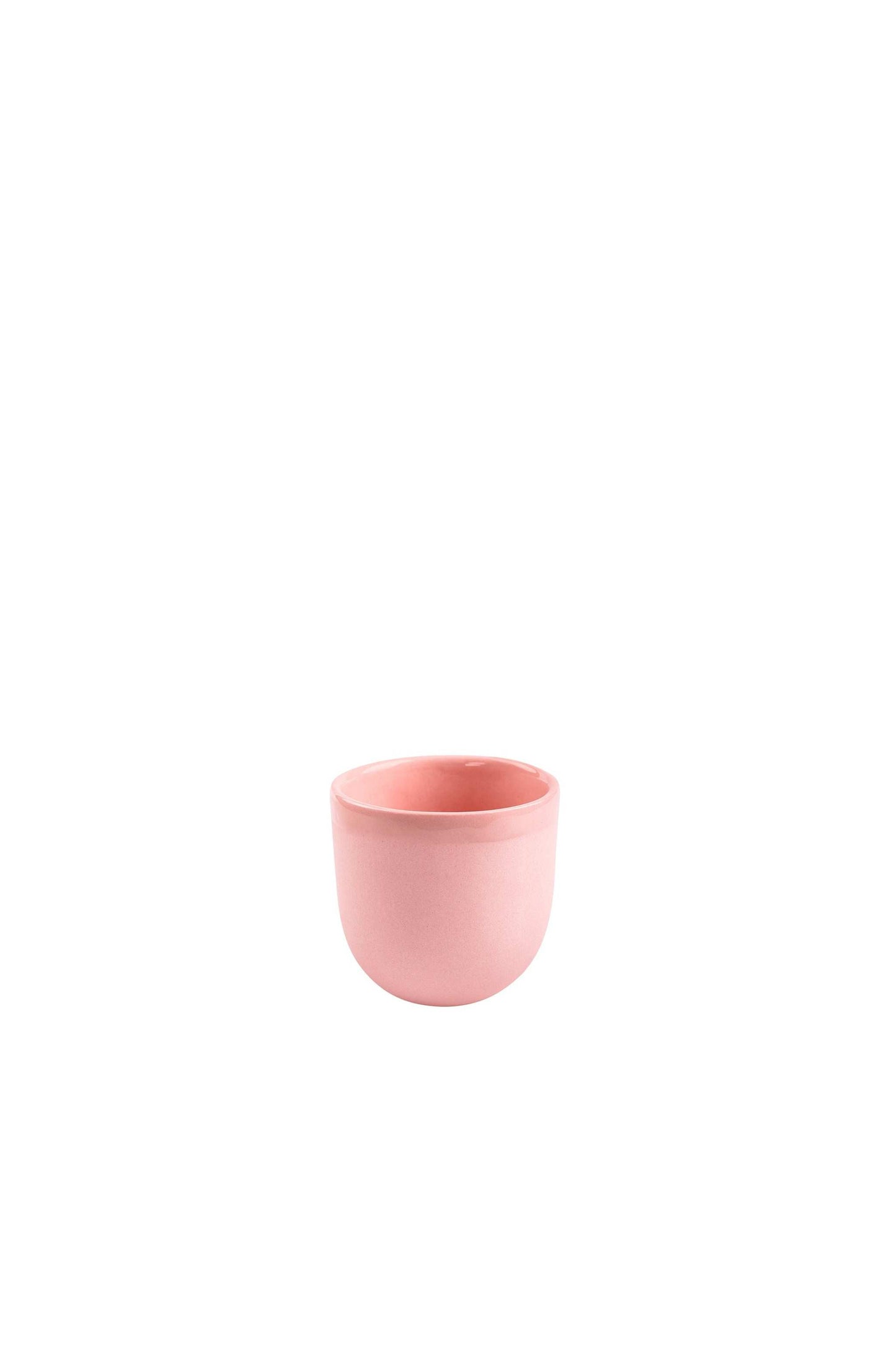 Handmade porcelain espresso cup in powder pink with exposed clay exterior and glossy interior, small and elegant design