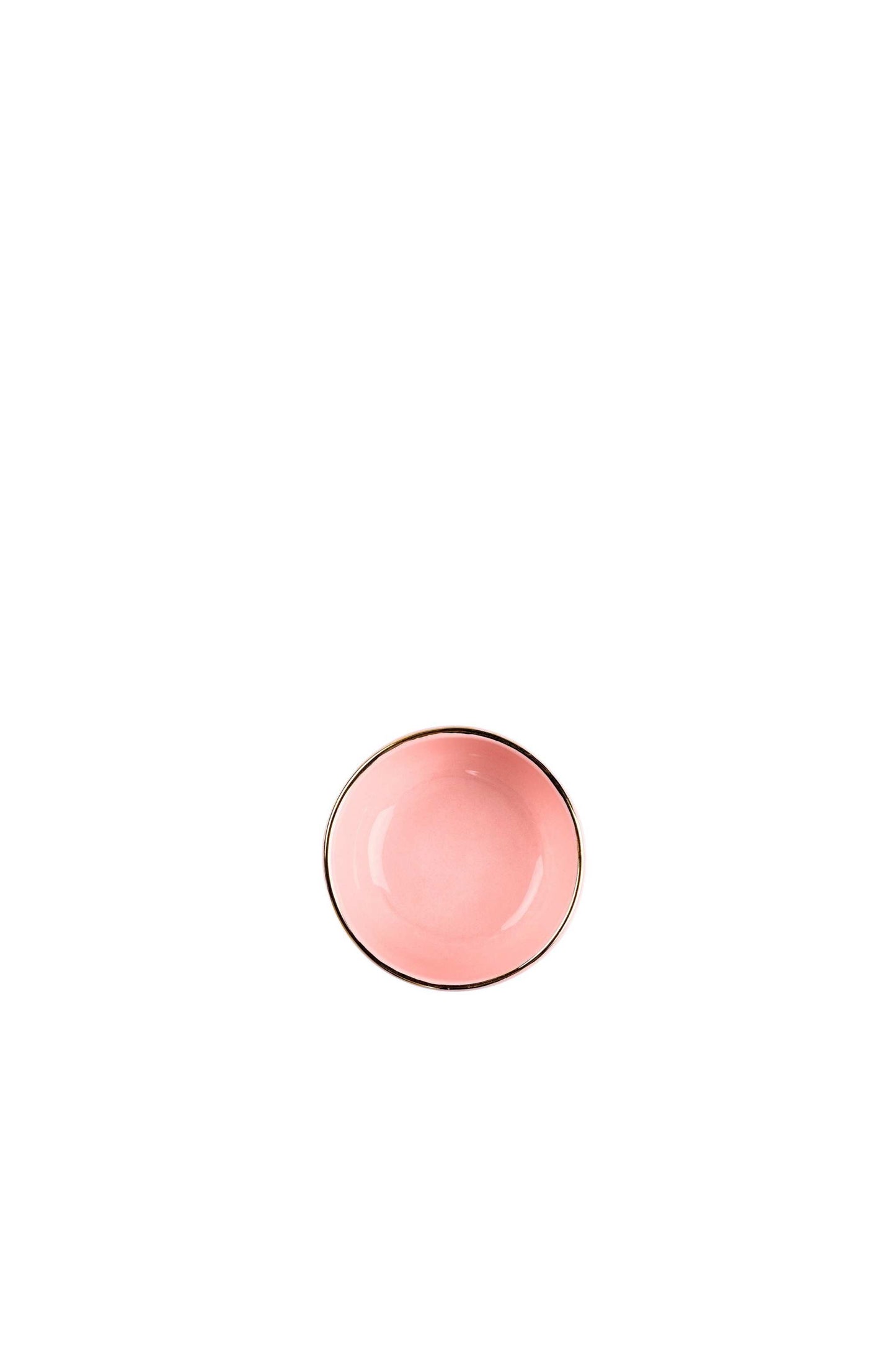 Handmade porcelain pinch bowl in powder pink with gold rim, deep sauce bowl for condiments, dishwasher-safe, made in Ukraine