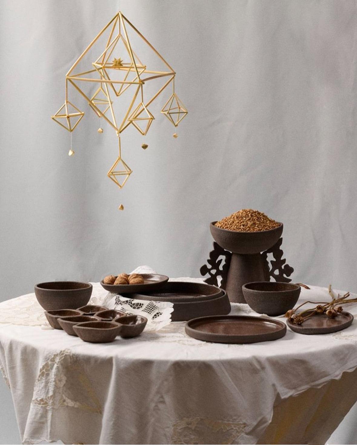 Handmade Stoneware Dinner Plates with High Sides Pumpernickel