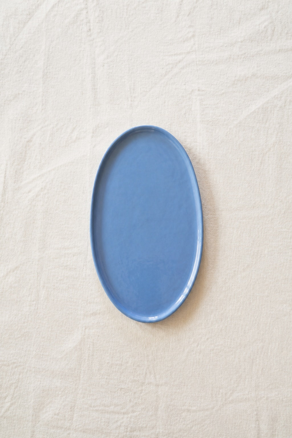 Handmade Oval Serving Platter. Forget-me-not Blue
