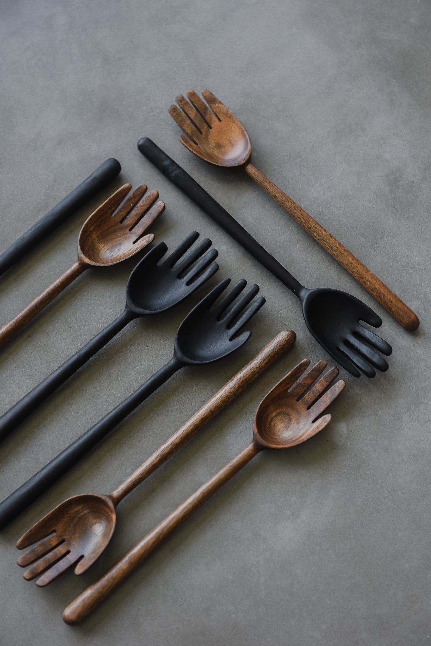 Charred Alder Wood 2-Piece Salad Serving Set