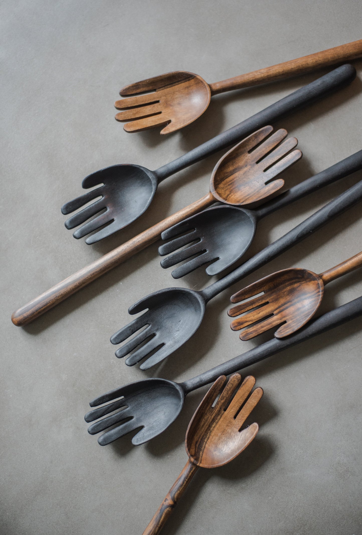 Charred Alder Wood 2-Piece Salad Serving Set