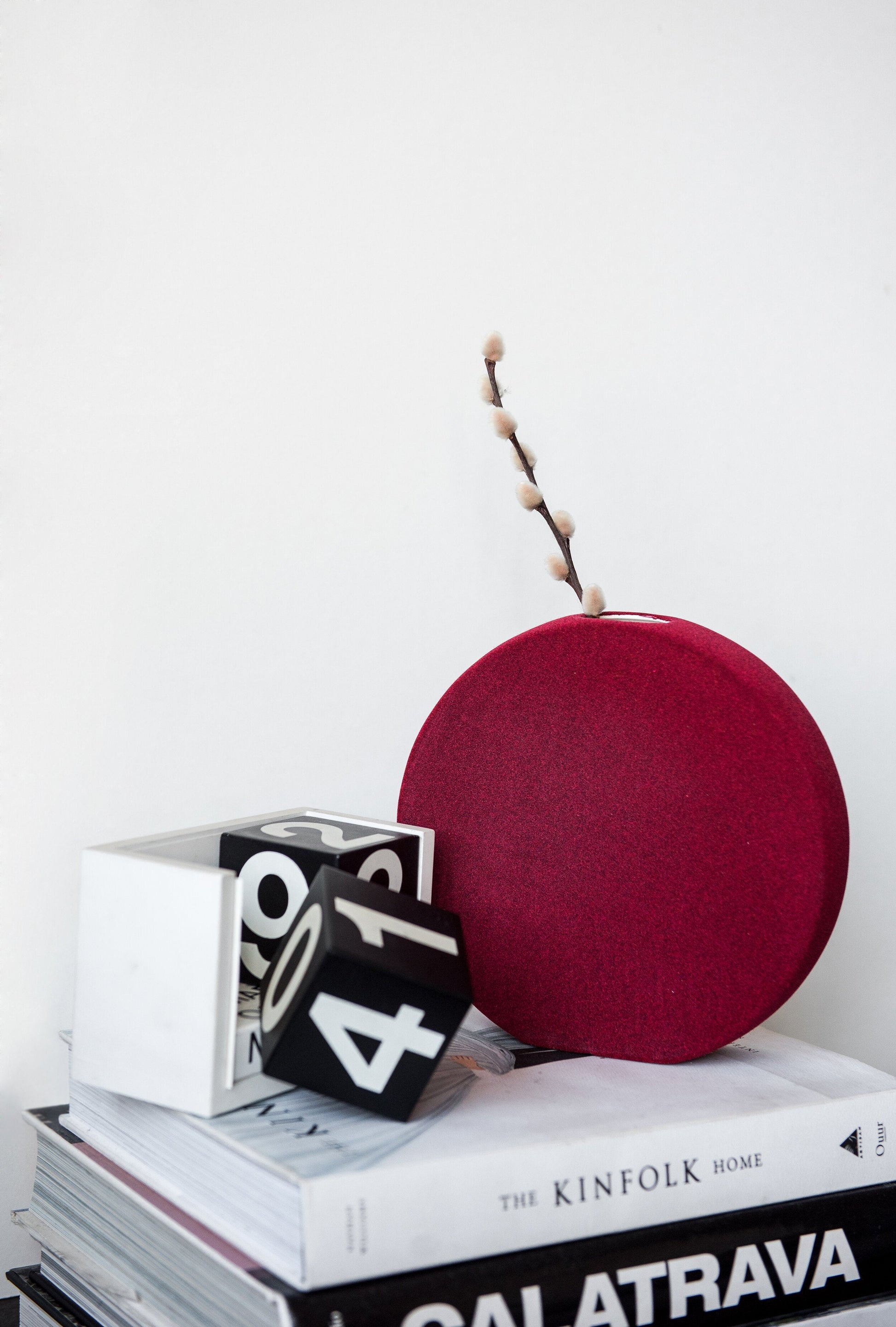 Velvet Burgundy Porcelain Tube Vase