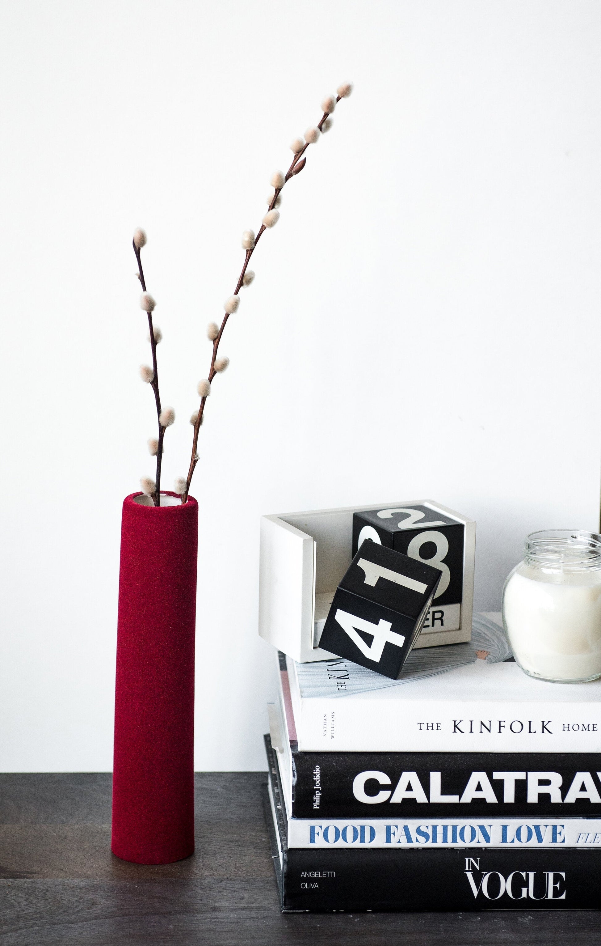 Velvet Burgundy Porcelain Tube Vase