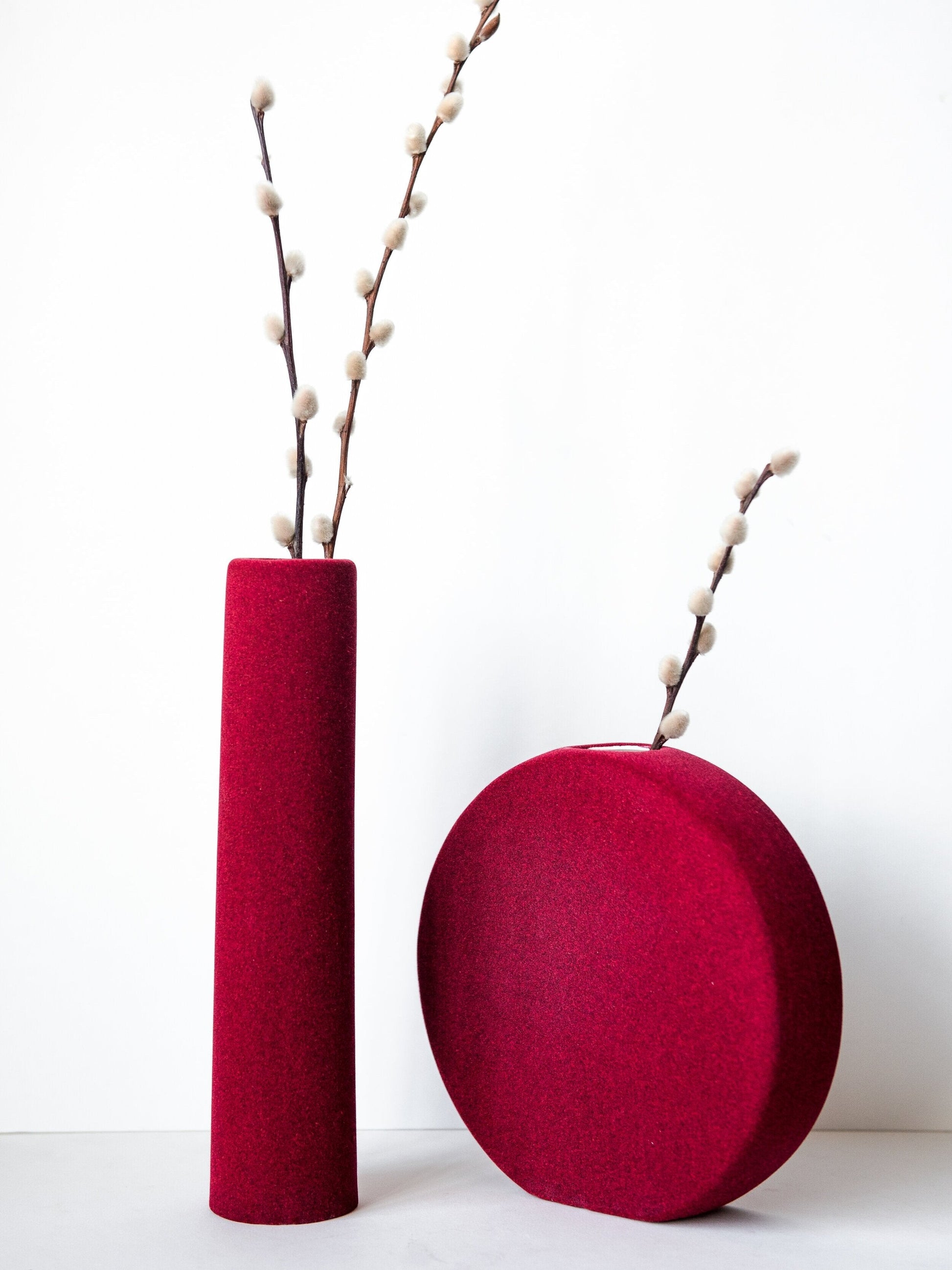 Velvet Burgundy Porcelain Tube Vase