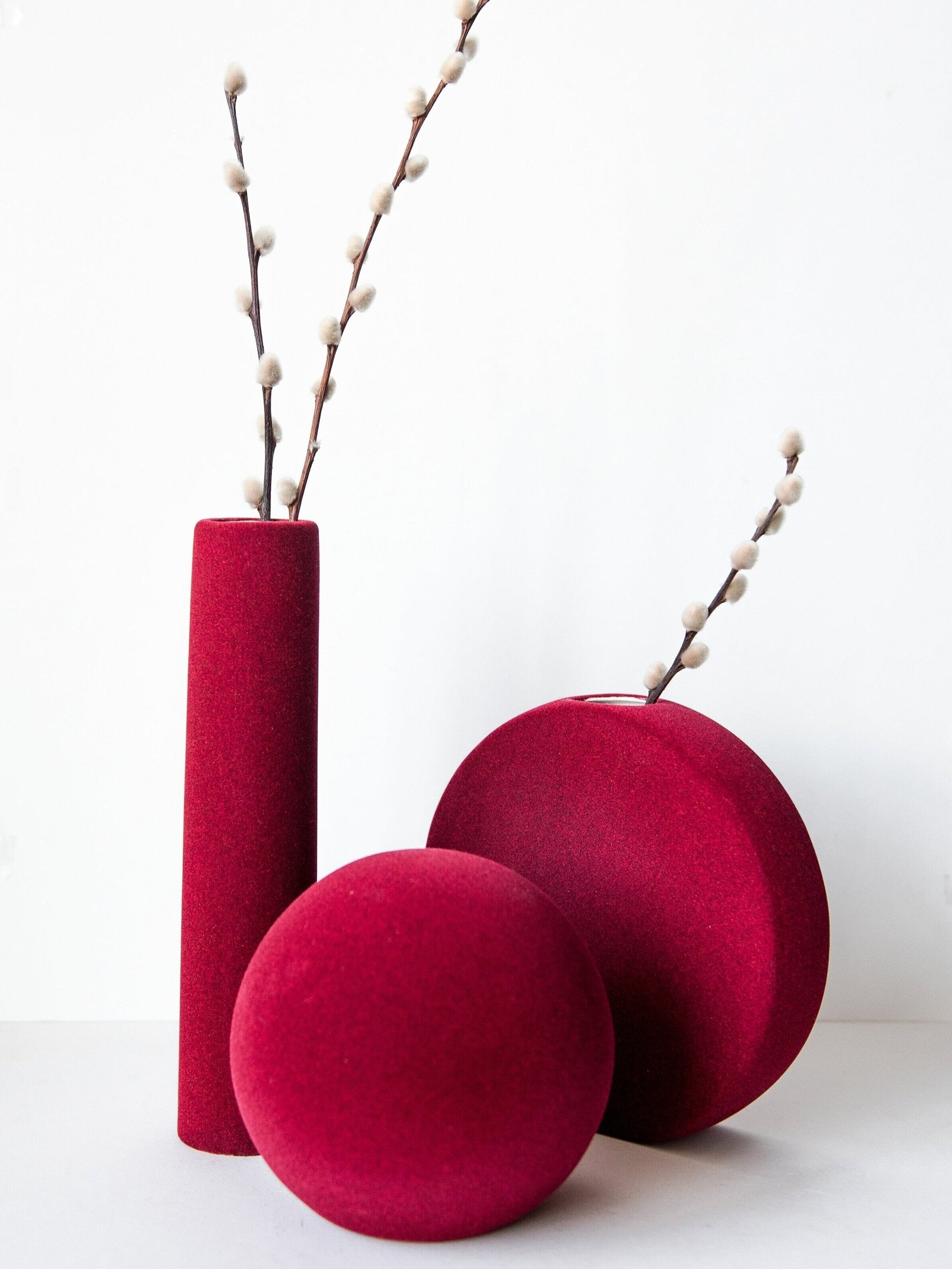 Velvet Burgundy Porcelain Tube Vase