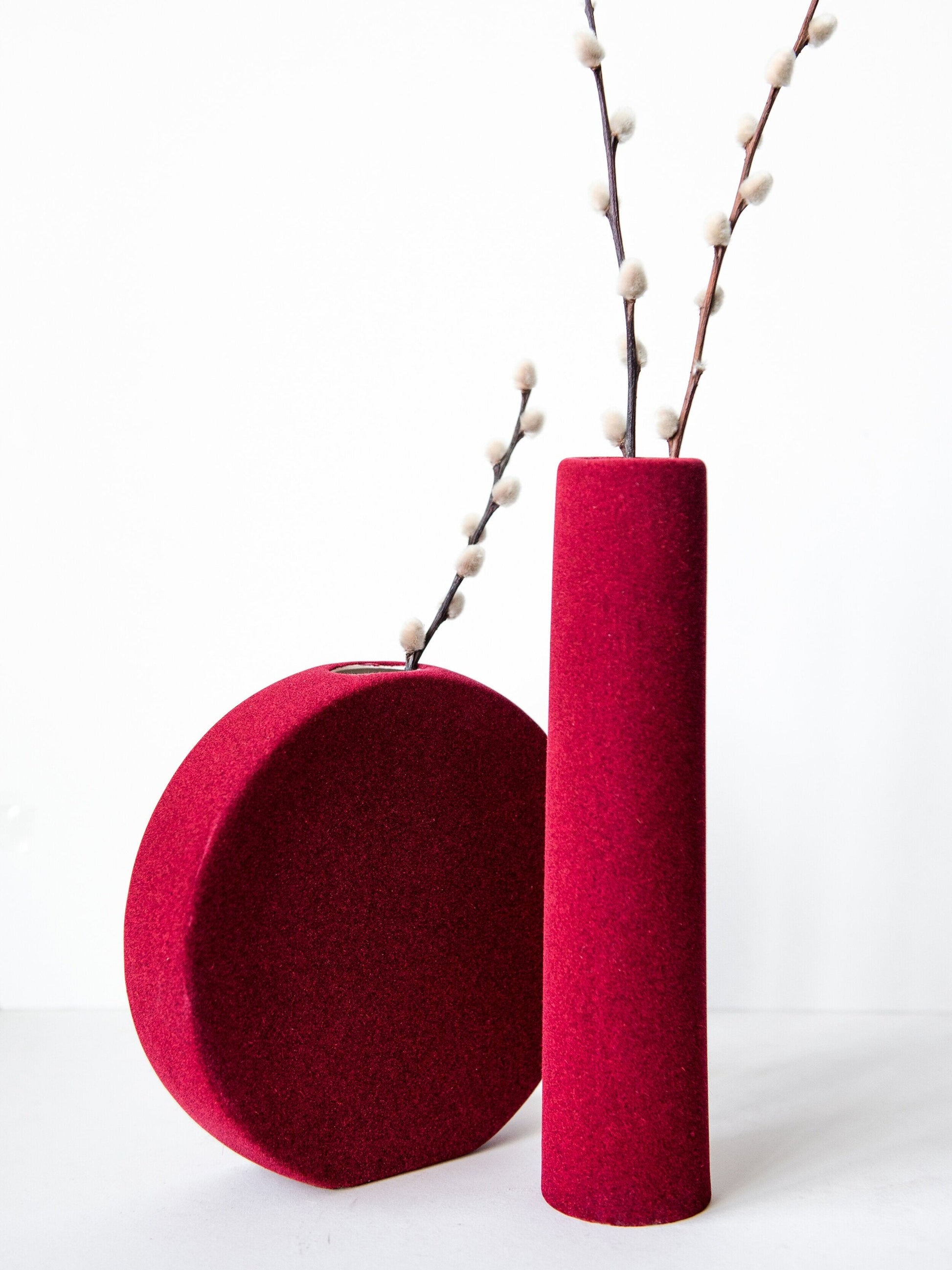 Velvet Burgundy Porcelain Tube Vase