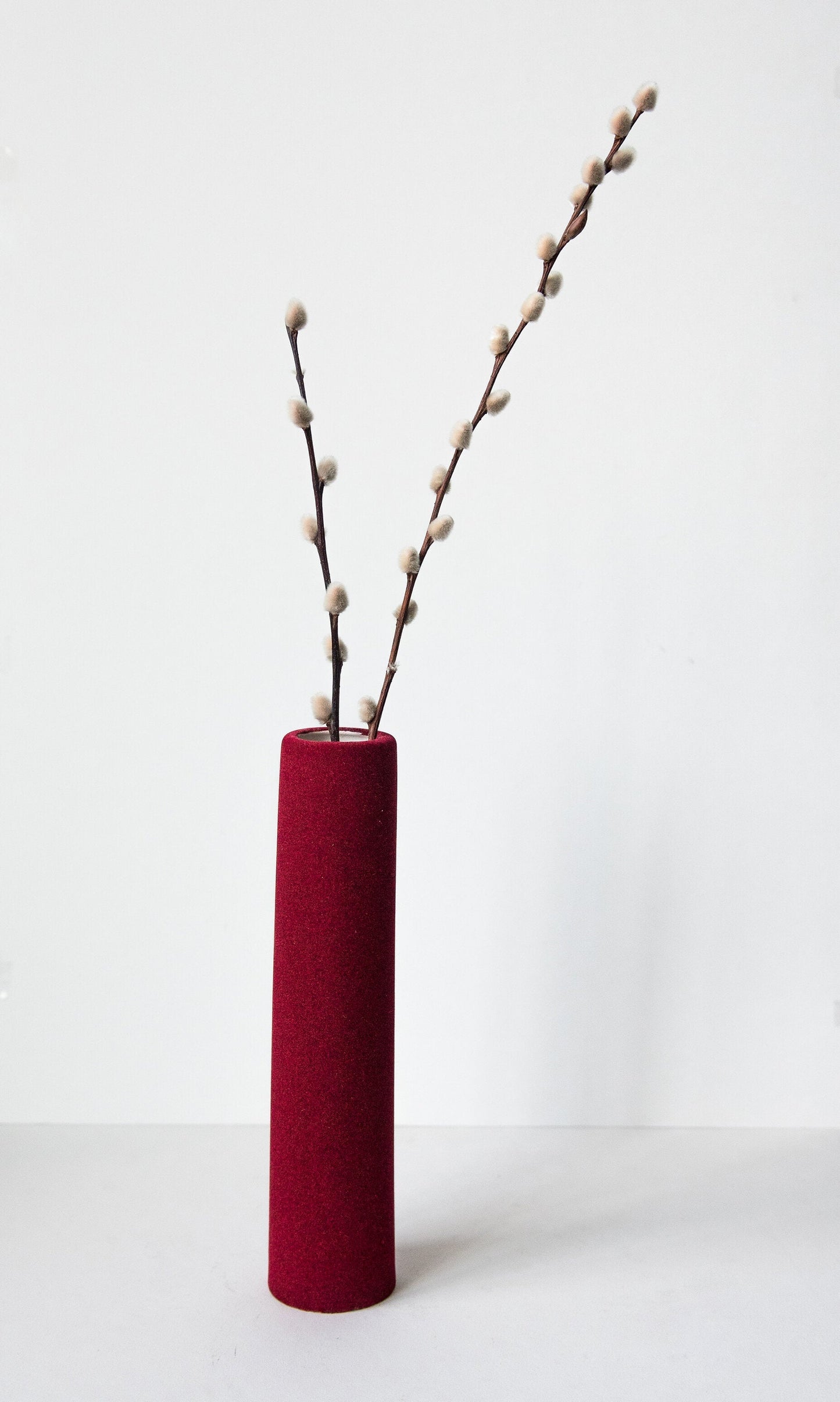 Velvet Burgundy Porcelain Tube Vase