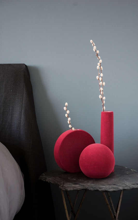 Velvet Burgundy Porcelain Tube Vase