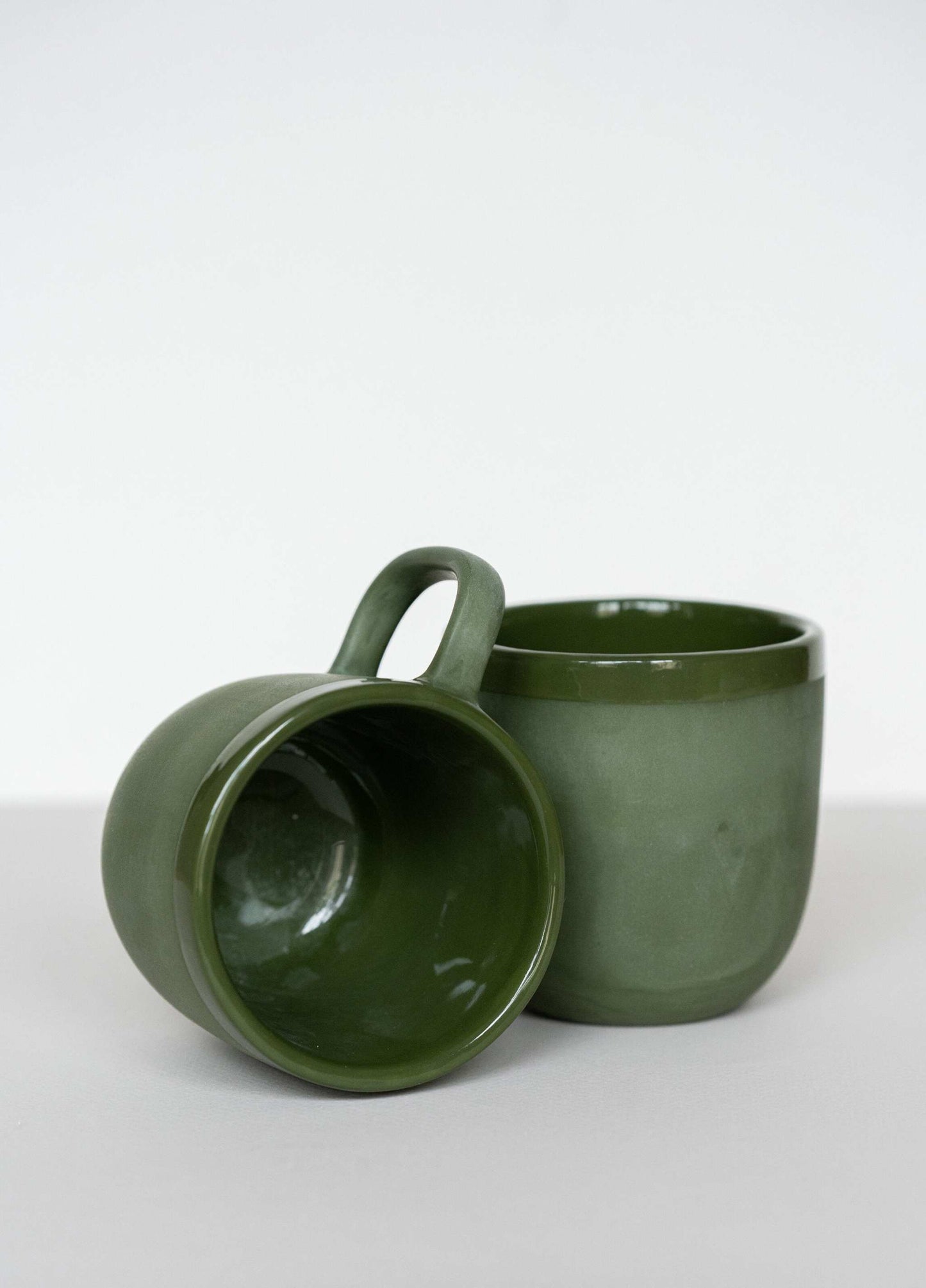 Handmade Porcelain Coffee Mug: Elegant Green Ceramic Cup with Handle