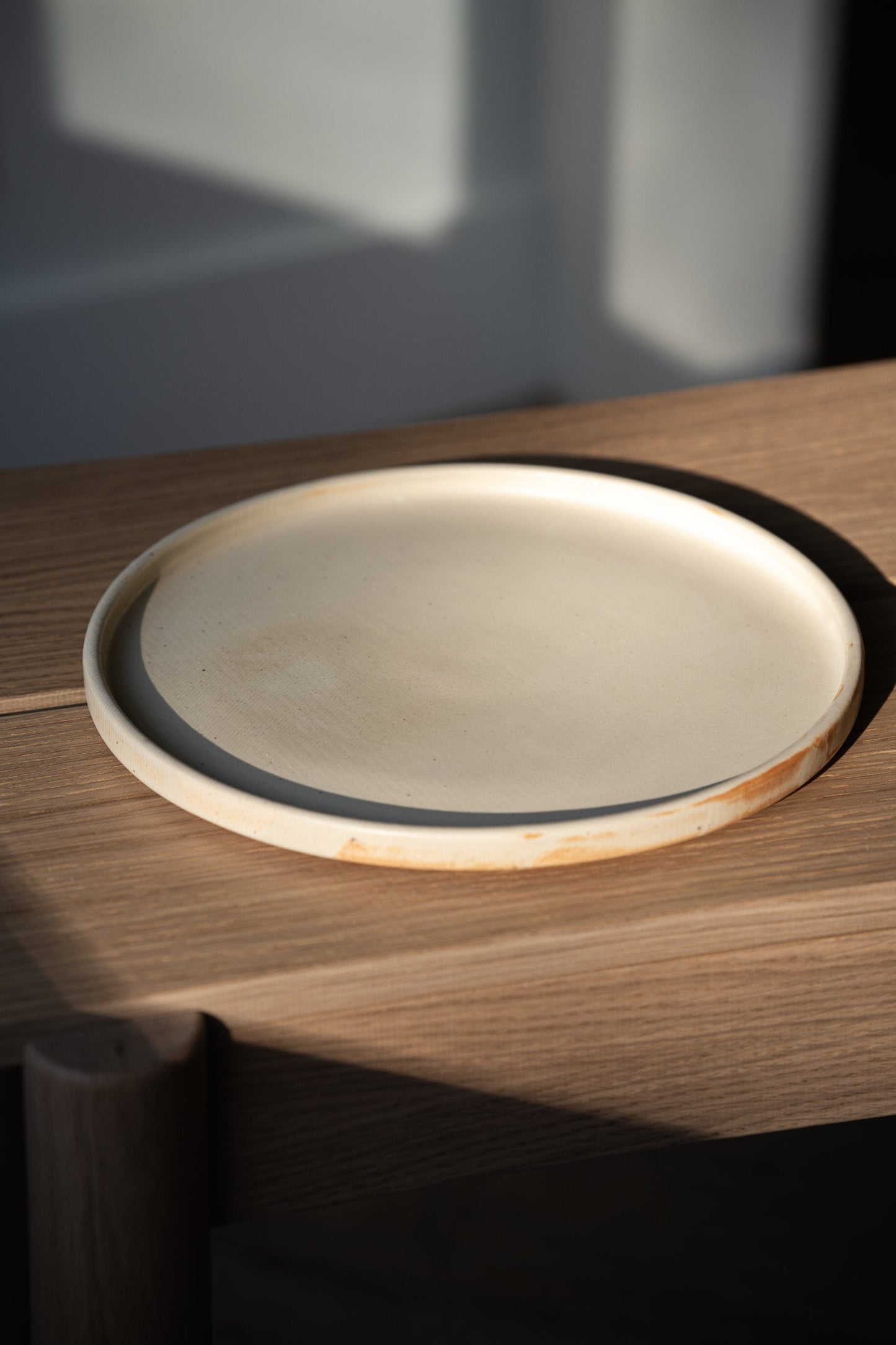 Handmade Beige Stoneware Dinner Plates
